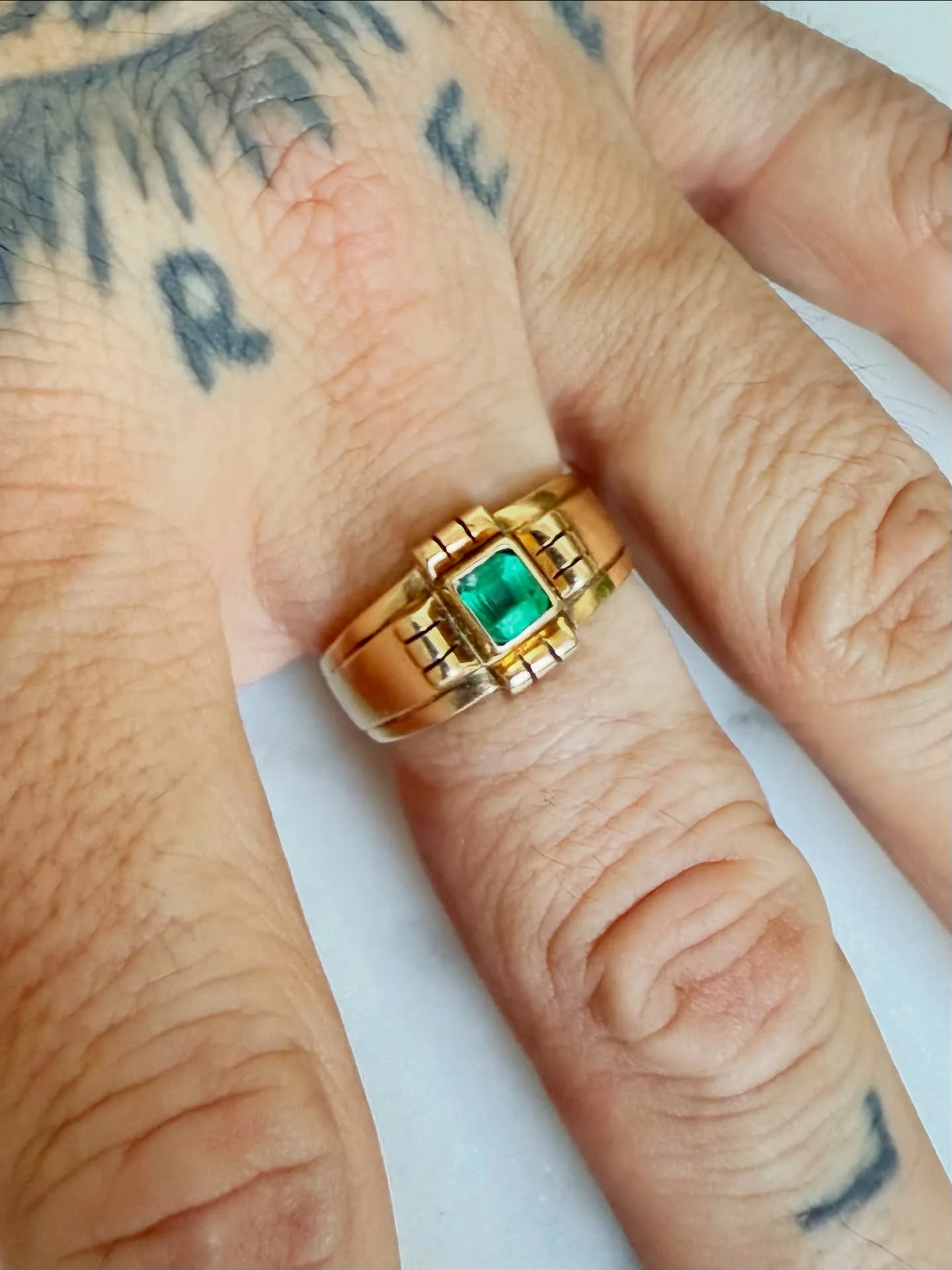 I have to say, being in the business my respect for emeralds has heightened to a new level. Being able to feel their power &amp; be present for their beauty is a gift! 

This is a 14K Colombian Emerald Ring I found in Mexico City &amp; I am so stoked