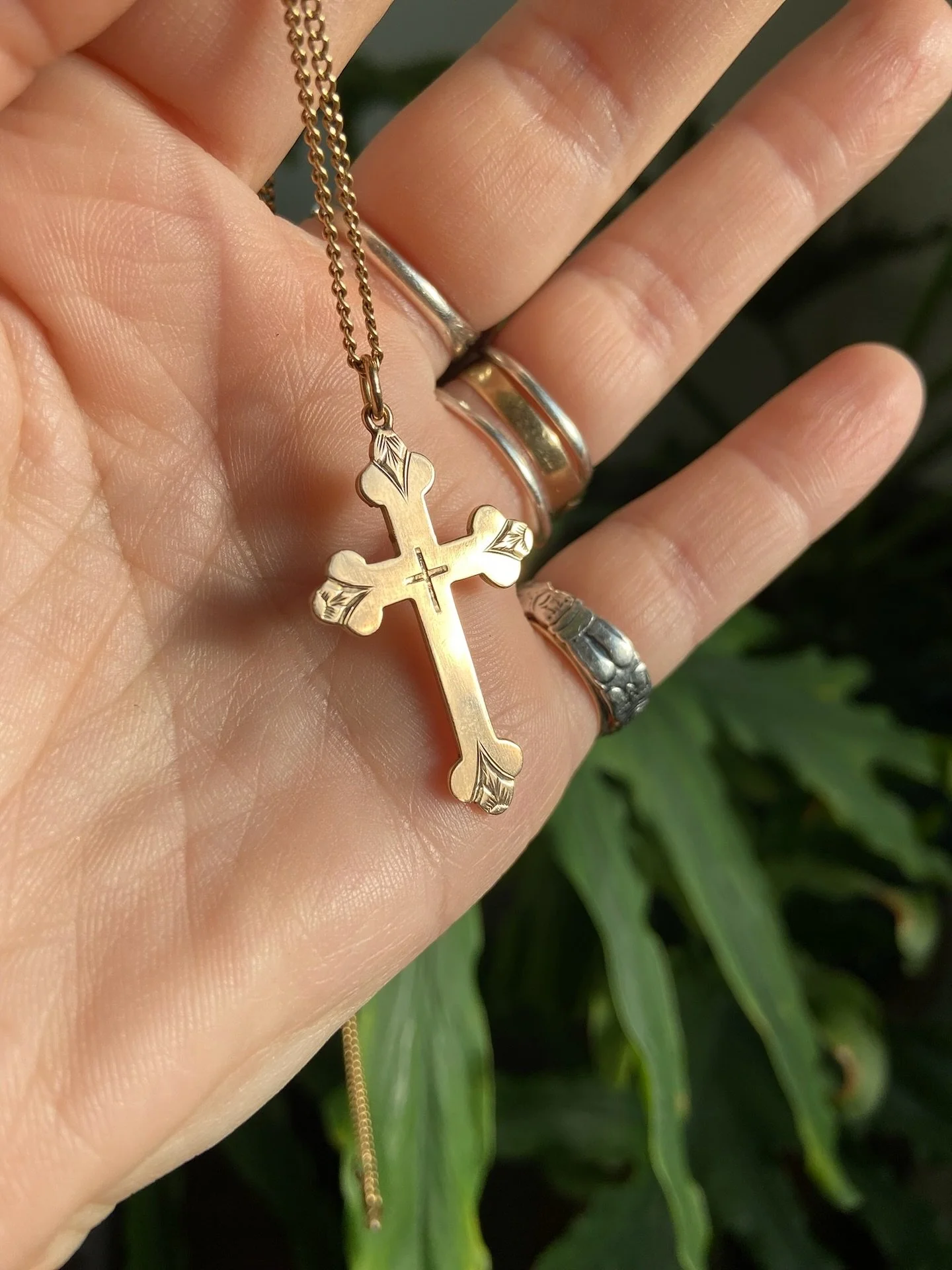 This antique French cross was entirely hand-engraved, revealing the refined artistry of 19th-century France. A piece that balances elegance and meaning. 

14K Hand-Engraved French Cross - $450
18K Curb Chain - 19&rdquo; - $650

#14K #frenchcross #18K