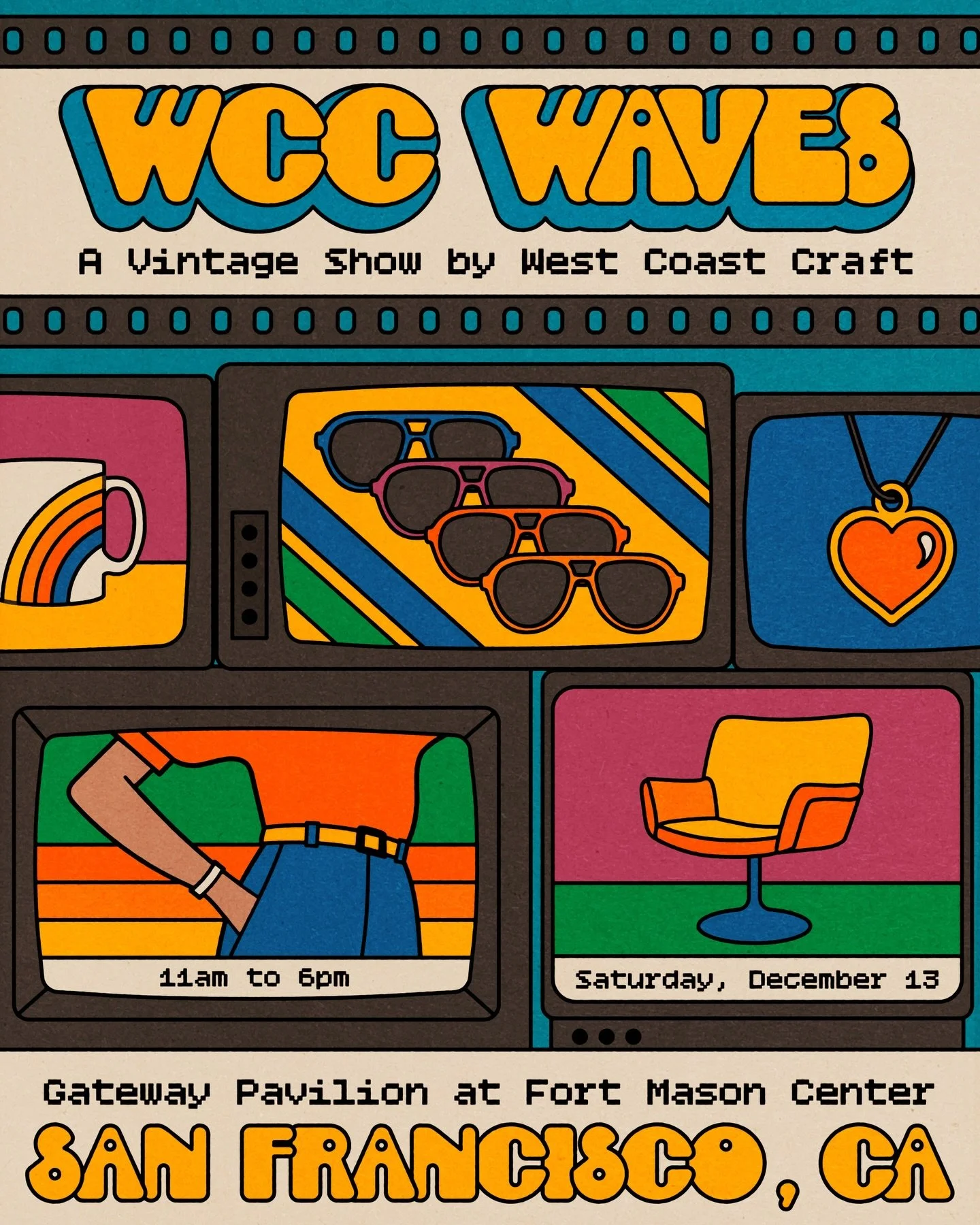 THIS SATURDAY! December 13th! @westcoastcraft WAVES Market will be held at @fortmasoncenter in SF! 

@kittenclawvintage &amp; @goodboyjewelry will be set up amongst a ton of other vintage dealers for a beautiful holiday event! 

Come visit us &amp; f