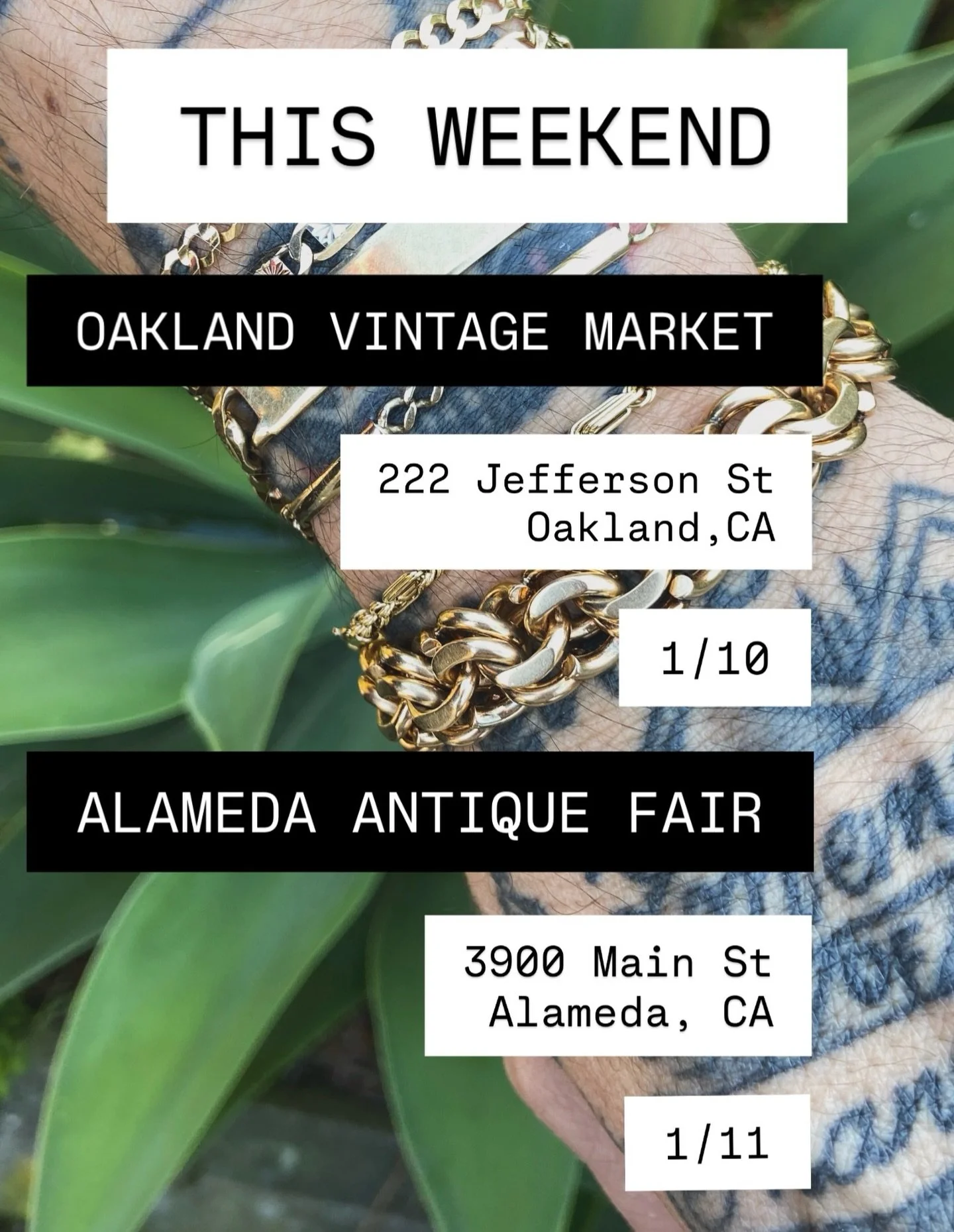 THIS WEEKEND! 

Both Oakland Vintage Market &amp; Alameda Antique Faire were moved to this coming weekend! We&rsquo;re excited to miss the rain and bring you a ton of new inventory! 

@goodboy.jewelry will be set up with @kittenclawvintage at both ev