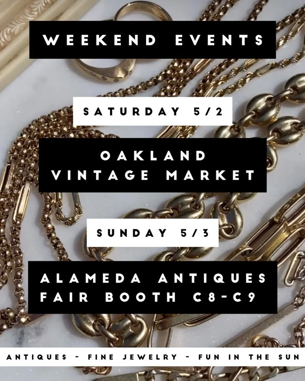 THIS WEEKEND &bull; May 2-3

We have a busy weekend coming up! @goodboy.jewelry &amp; @kittenclawvintage will be setting up this Saturday &amp; Sunday with some amazing new inventory! 

Saturday, May 2nd &bull; @oaklandvintagemarket &bull; 10-3pm
222