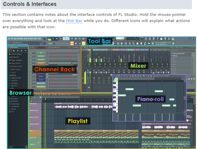 FL STUDIO USER MANUAL SHOWING LABELS taken from FL STUDIO USER MANUAL