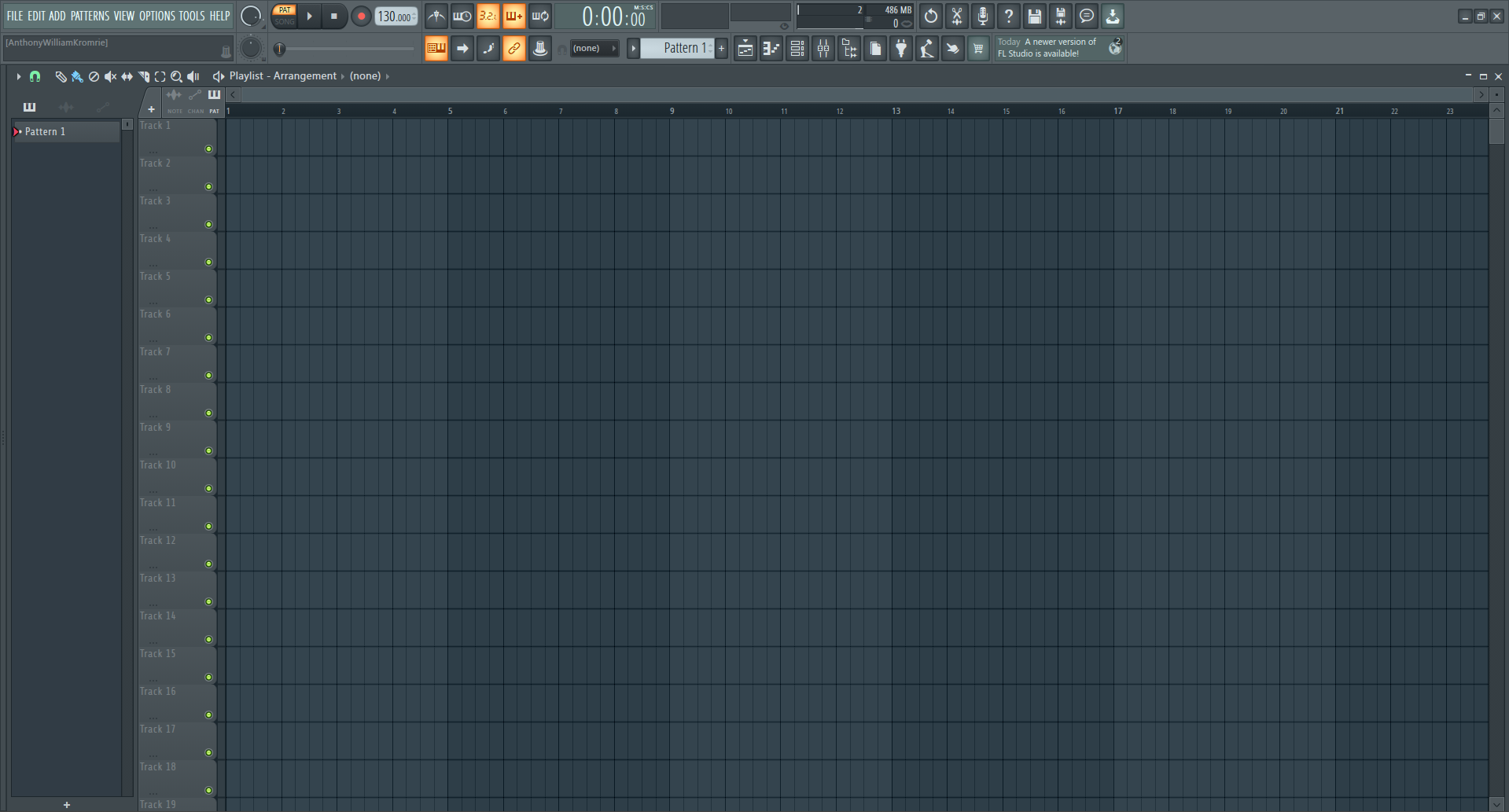 blank FL STUDIO workspace