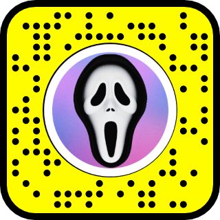 Snapchat code with the Ghostface logo from the Scream movie in the center.