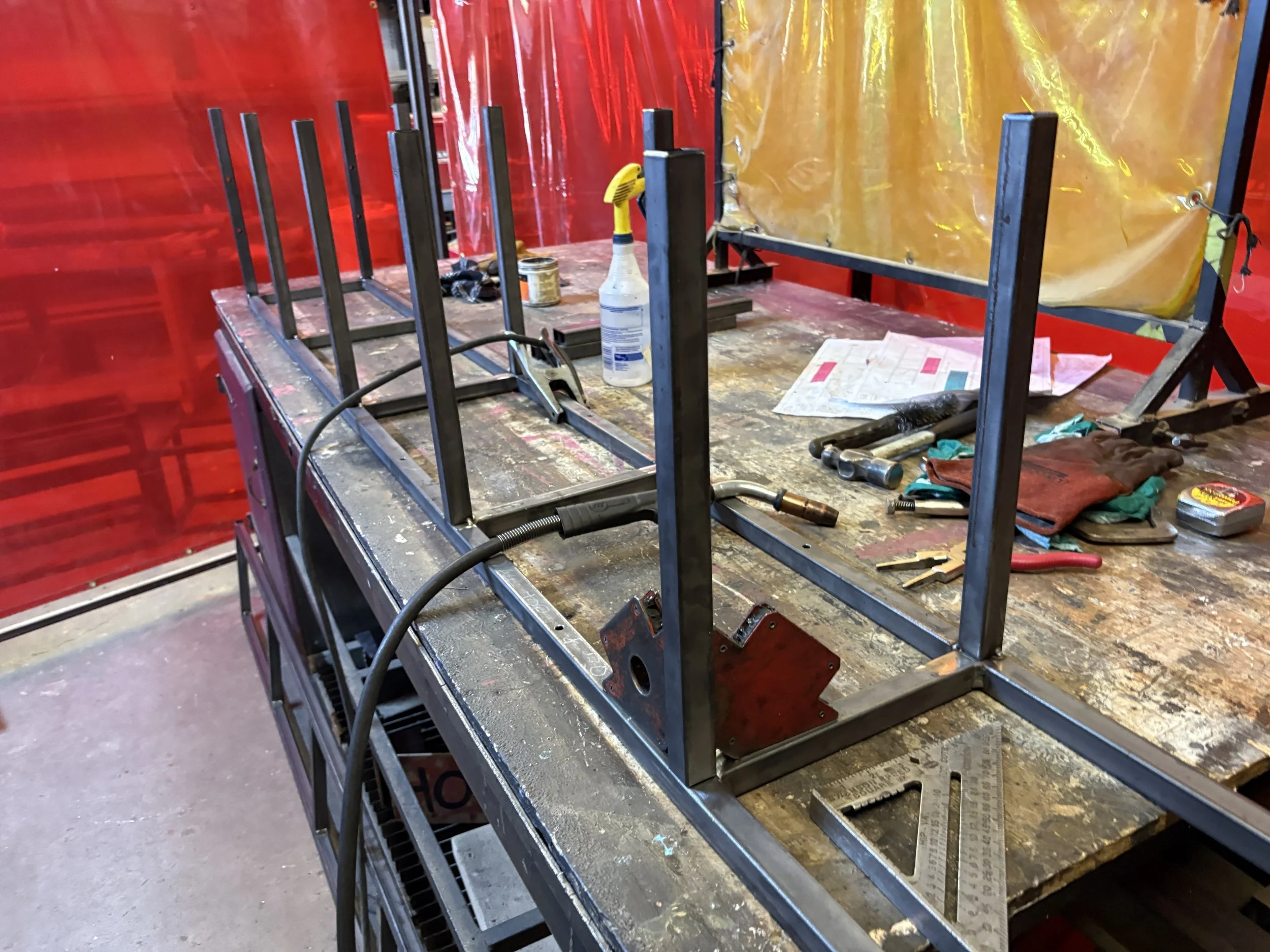 I was responsible for welding most of the perforated steel steps between the moat and stage level.