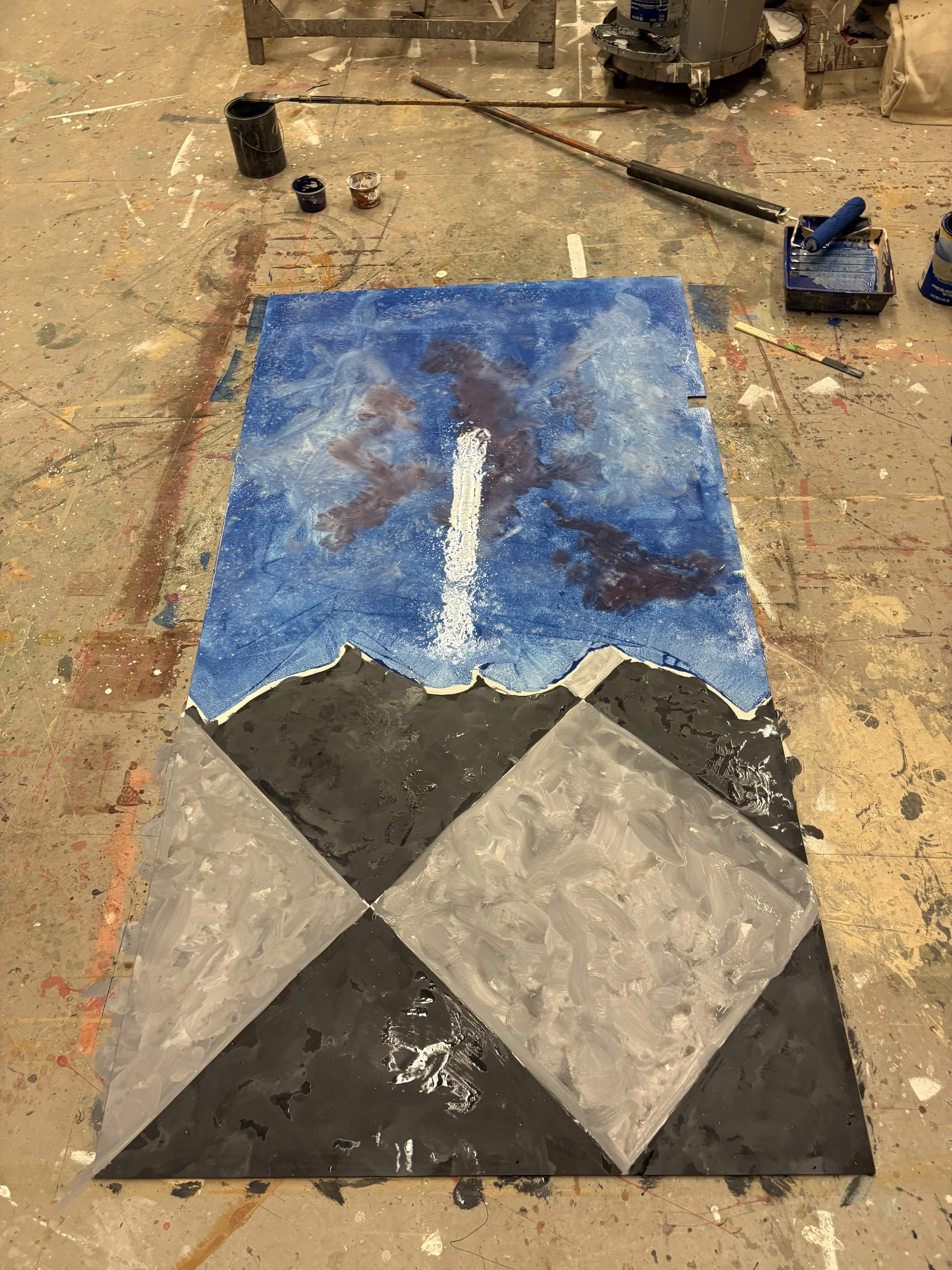 Black and White Marble and Lapis Lazuli Inlay in progress