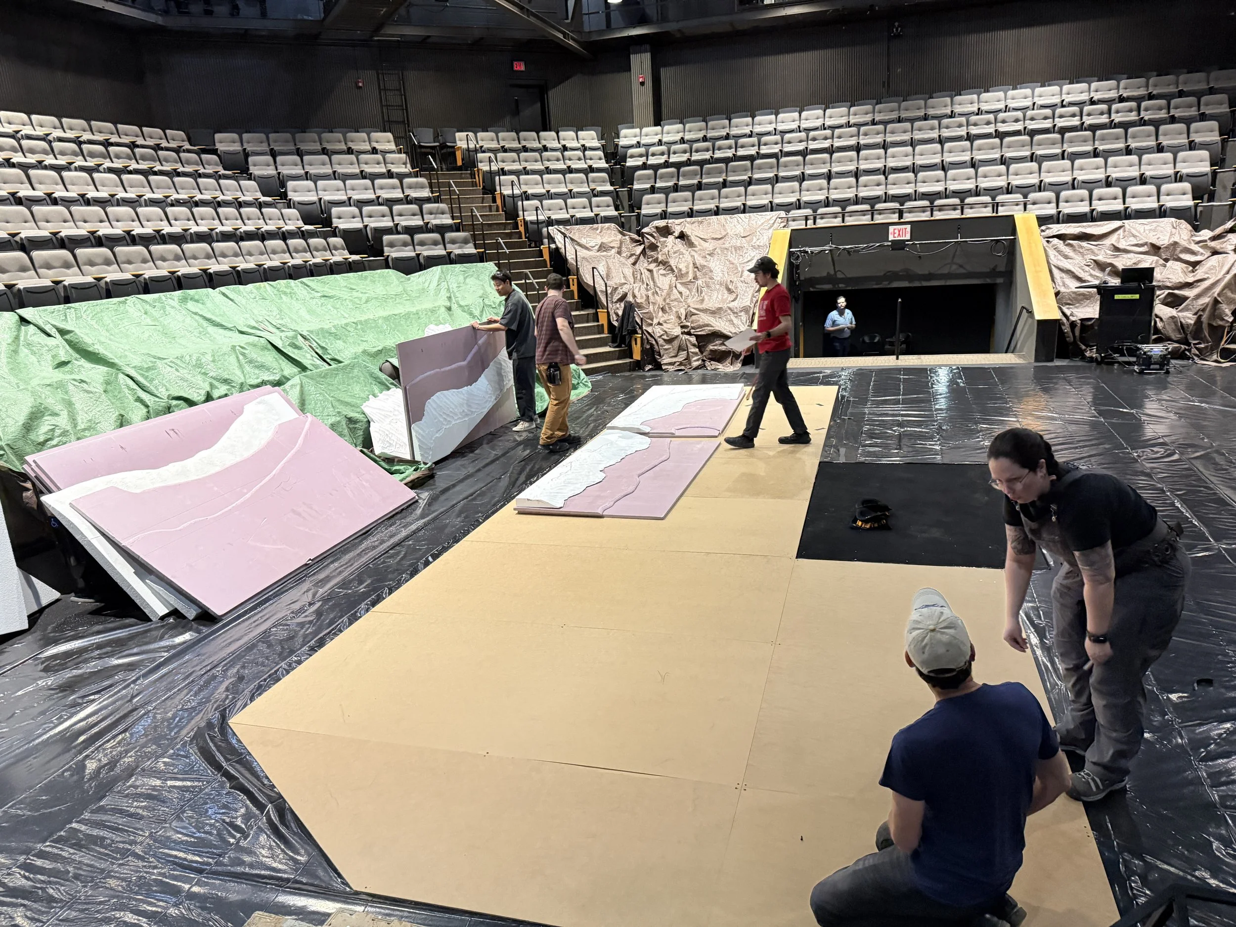 The bottom layer of foam being applied to MDF underlayment
