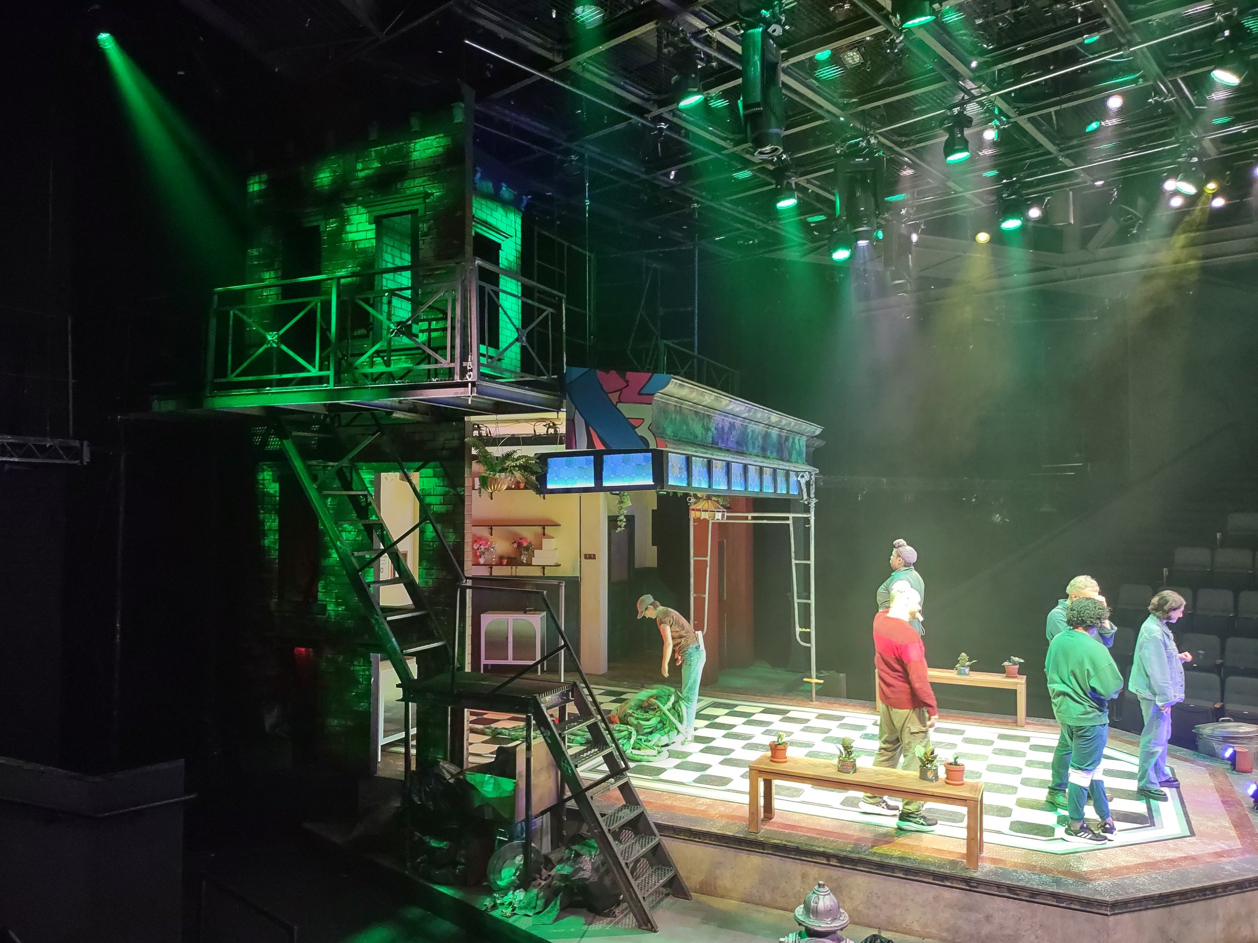 The fire escape assembly during load in
