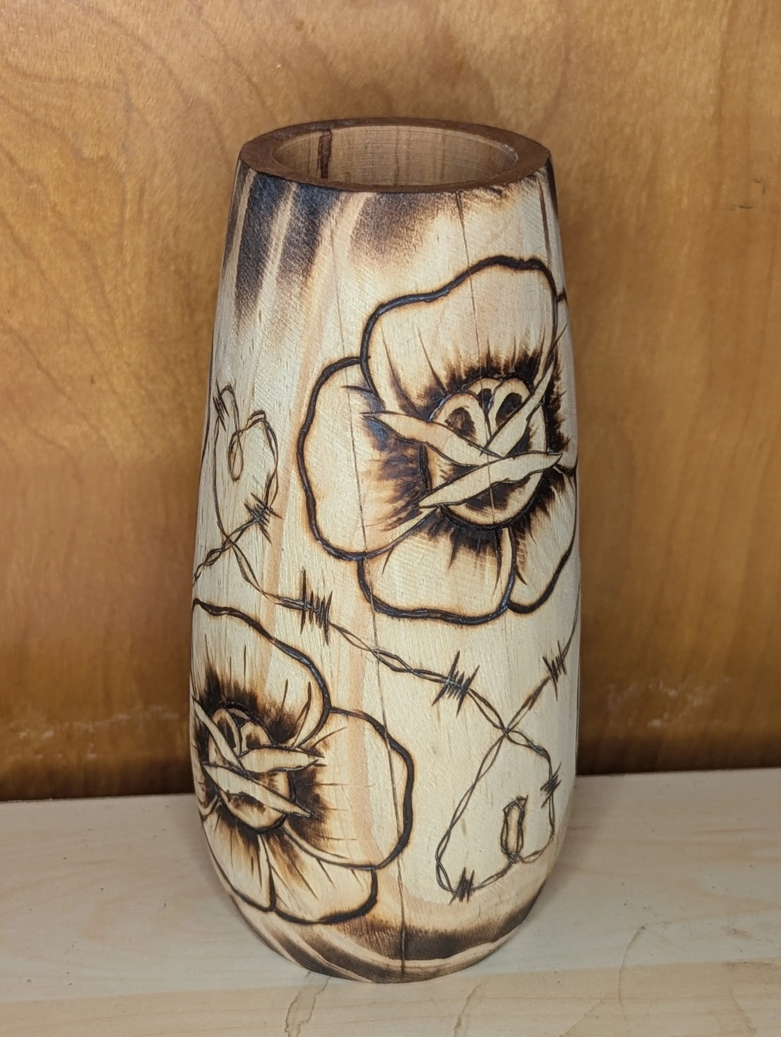 Barbed Wire and Roses Vase