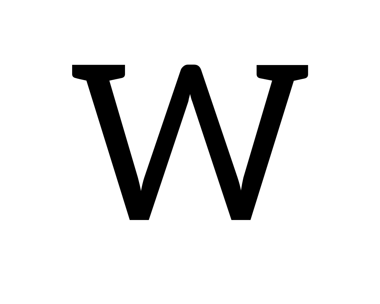 A large black letter W on a white background.