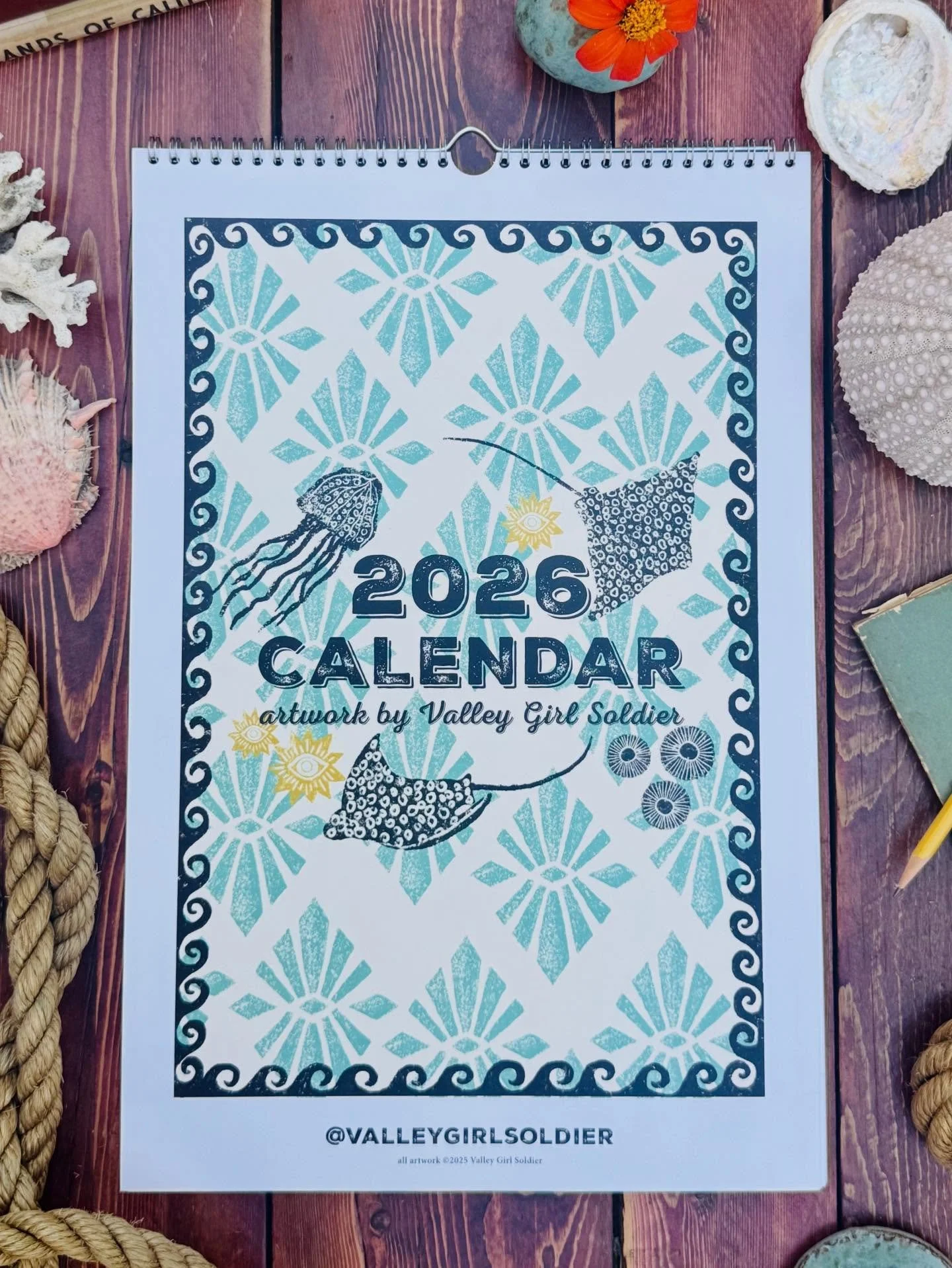 12 months of mystic ocean magic 🧜🏽&zwj;♀️✨🌊 Shop the 2026 calendar in my Etsy shop. 🔗Link in bio. #seacreatures  #mermaidvibes #beachbotanical #coastalstorybook #mermaidfolklore #whimsicalseaart #maritimemythology #seaweedpattern #nauticalfolklor