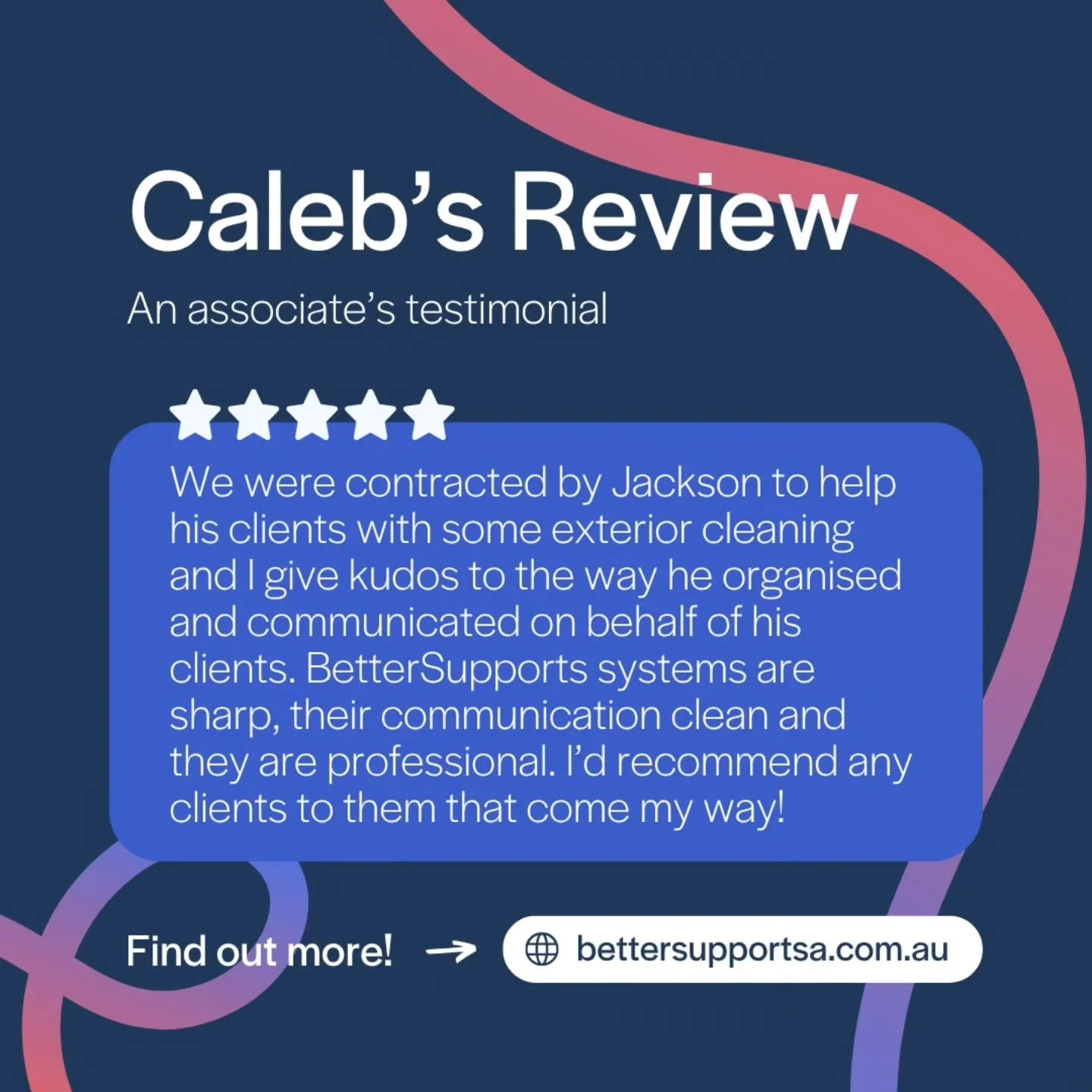 Just one of many great reviews for Better Support SA. Real people, real stories, check out our website to find out more.

LINK IN BIO

#ndisprovider #ndis #supportwork #connection