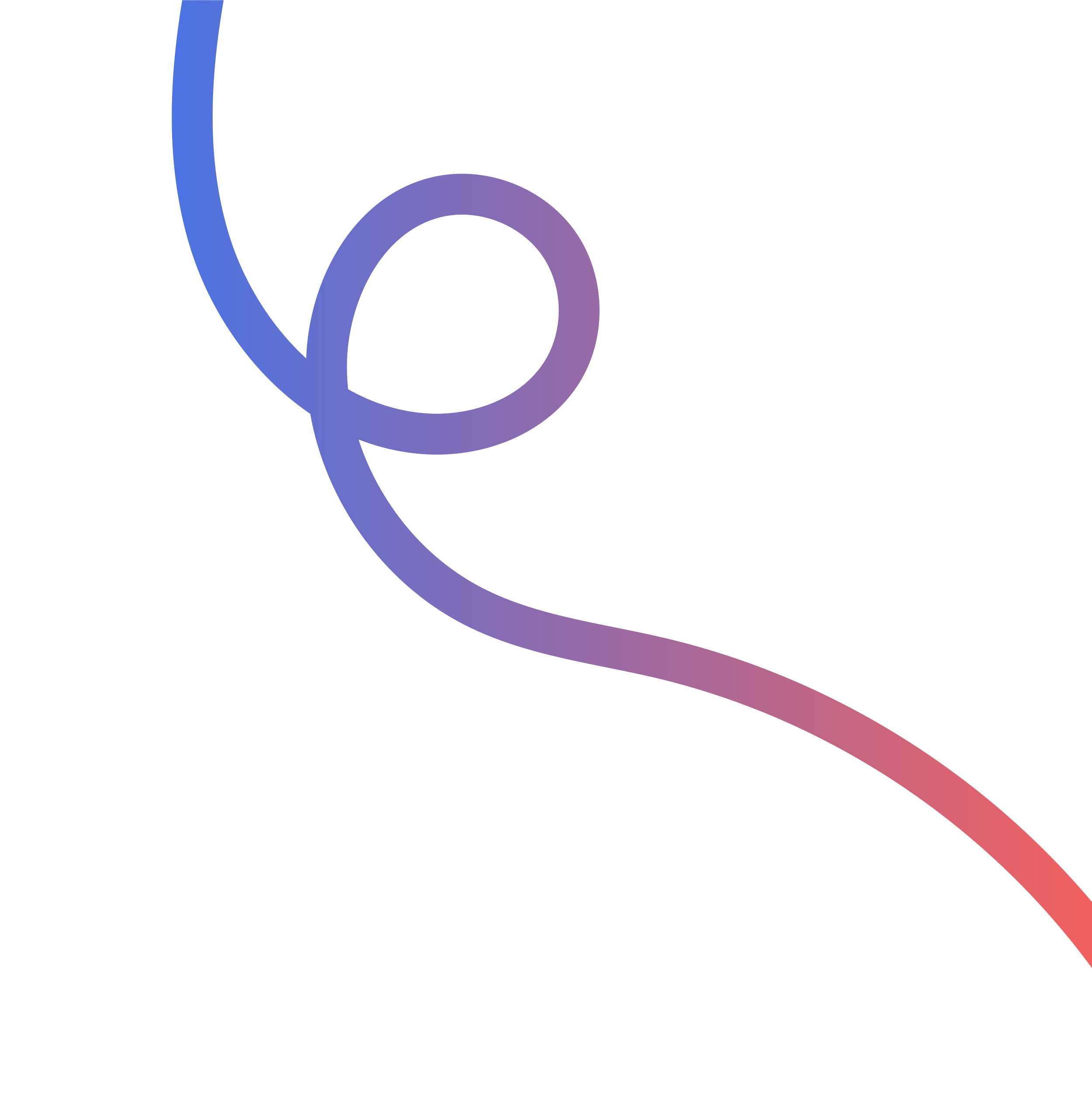 Abstract design with swirling lines in blue, purple, and red on a white background.