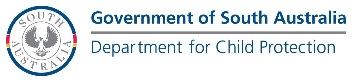 Logo of the South Australia Department for Child Protection, featuring a stylized eagle in a circular emblem with the South Australian flag colors and text indicating the government department.
