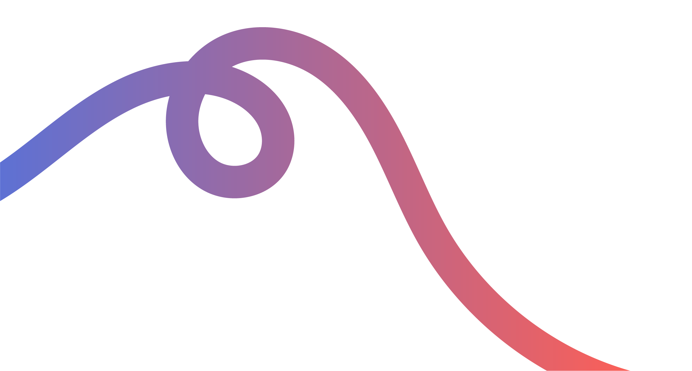 Gradient-colored line in shades of purple, pink, and orange forming a smooth curve with a loop on a white background.