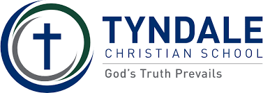 Logo of Tyndale Christian School with a cross inside a circle and the motto 'God's Truth Prevails'