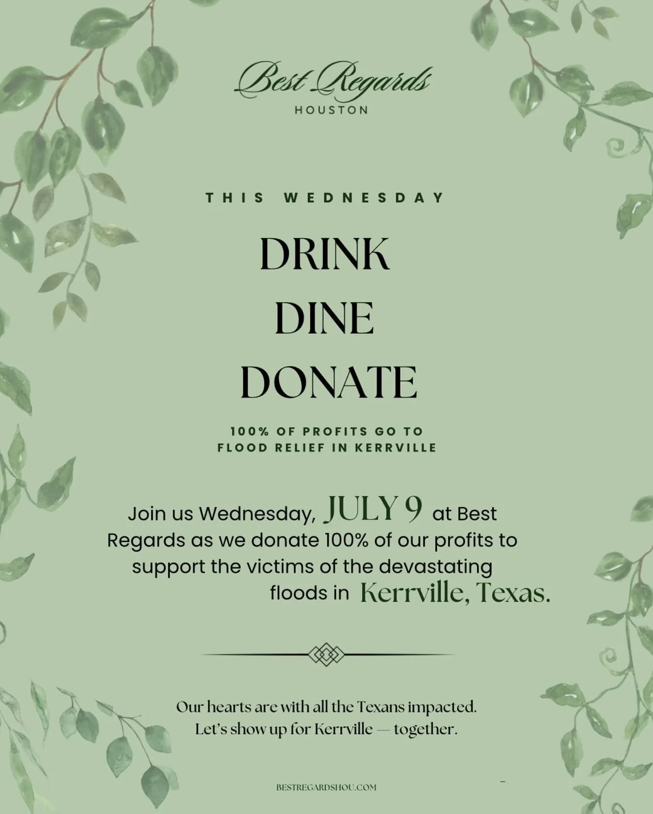 Together for Kerrville. All profits go to flood relief this Wednesday.📍❤️‍🩹