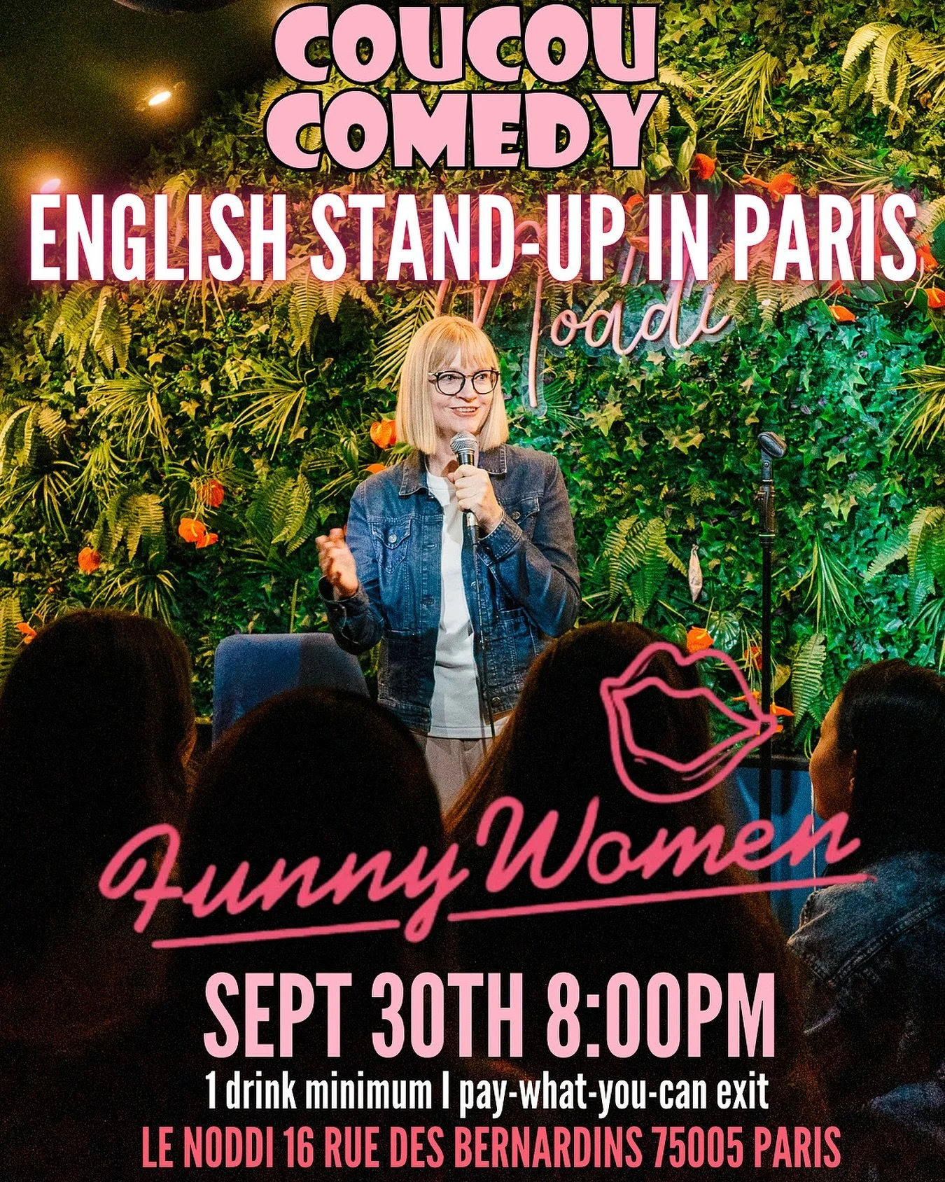 Paris! See standup comedy in English from funny women this Tuesday September 30th at @le_noddi bar by @coucoucomedy ! Free bookings, pay-what-you-can exit. Head to coucoucomedy.com to reserve. This month's show hosted by @elslostinfrance with special
