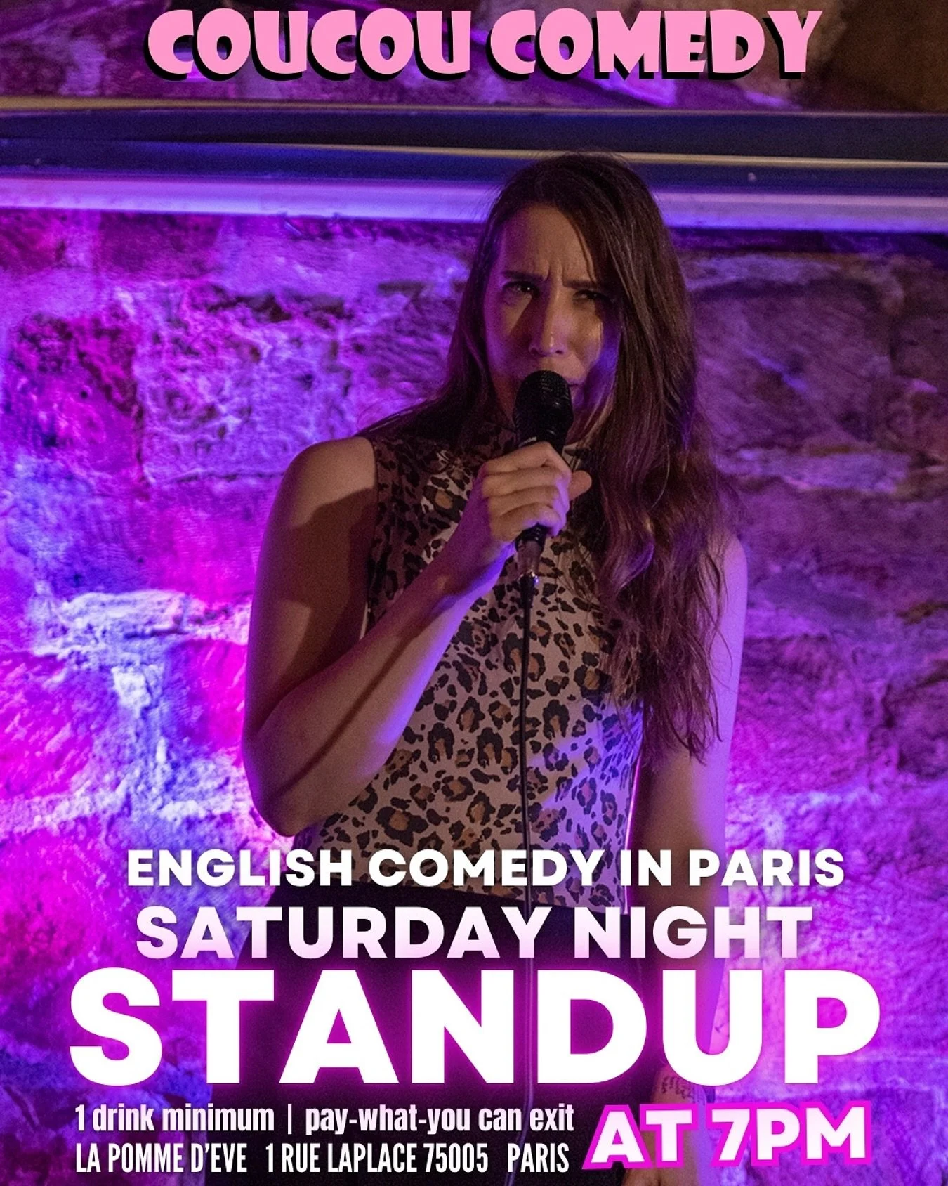Paris! See English standup this Saturday September 13th with special guest Tatty Macleod @coucoucomedy ! It's sure to sell out so book quickly at coucoucomedy.com . Free bookings, pay-what-you-can exit . Doors open 7pm at @bar.lapommedeve . Hosted by