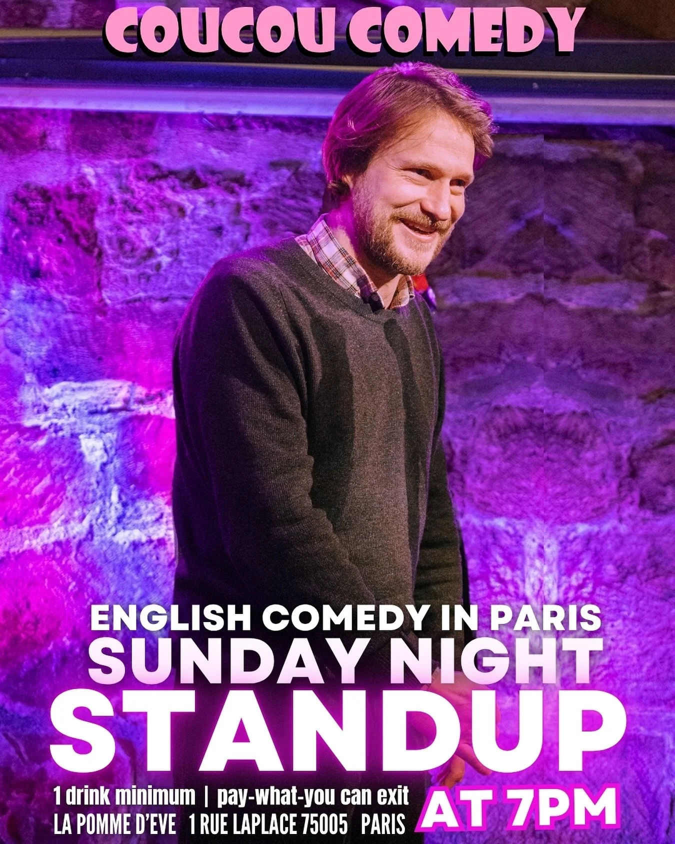 Catch @lukejcharles_ at @coucoucomedy 's English standup show see this Sunday Nov 23rd! Book this show &amp; more at coucoucomedy.com . See you there? #expatparis #parisexpat #thingstodoinparis #parisfun
