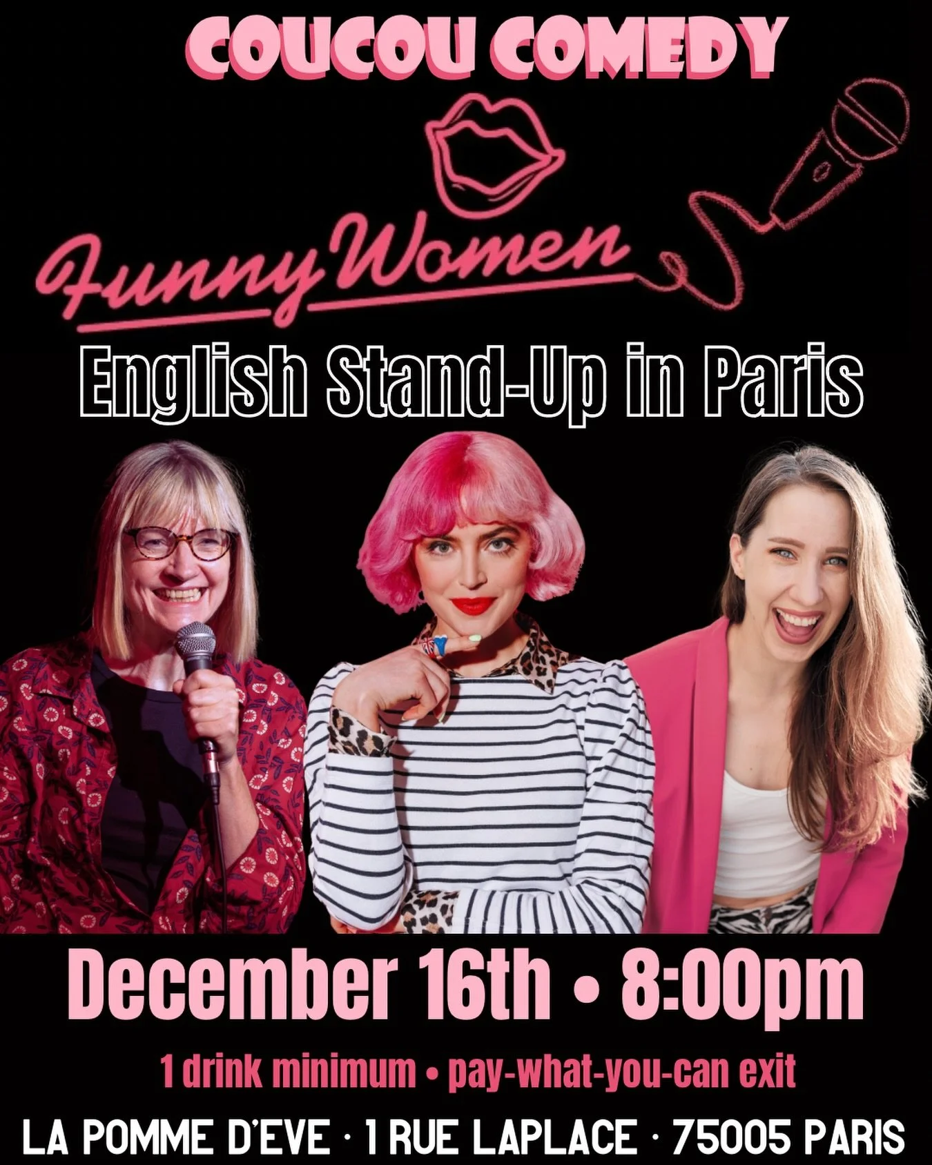www.coucoucomedy.com for tickets! 🎟️ Come see @coucoucomedy 's Funny Women show featuring Tatty Macleod! #parisevents #parisfun #funnywomen
