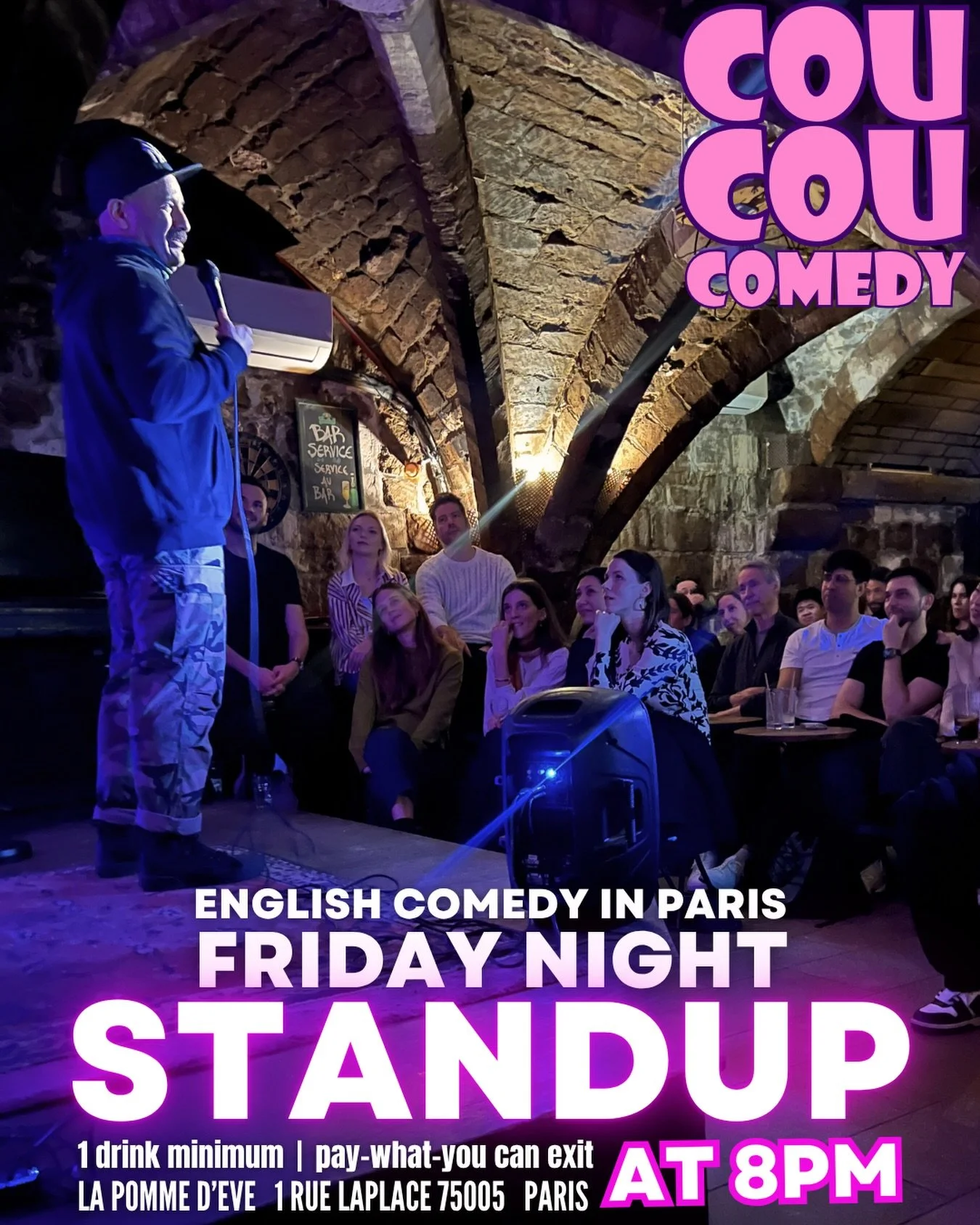 Don't miss @tamerkat at @coucoucomedy this Friday April 17th @bar.lapommedeve ! Plus other great international comics, hosted by @annacomicallycorrect . Free bookings at coucoucomedy.com , pay-what-you-can exit. See you there! #parisfun #parisnightli