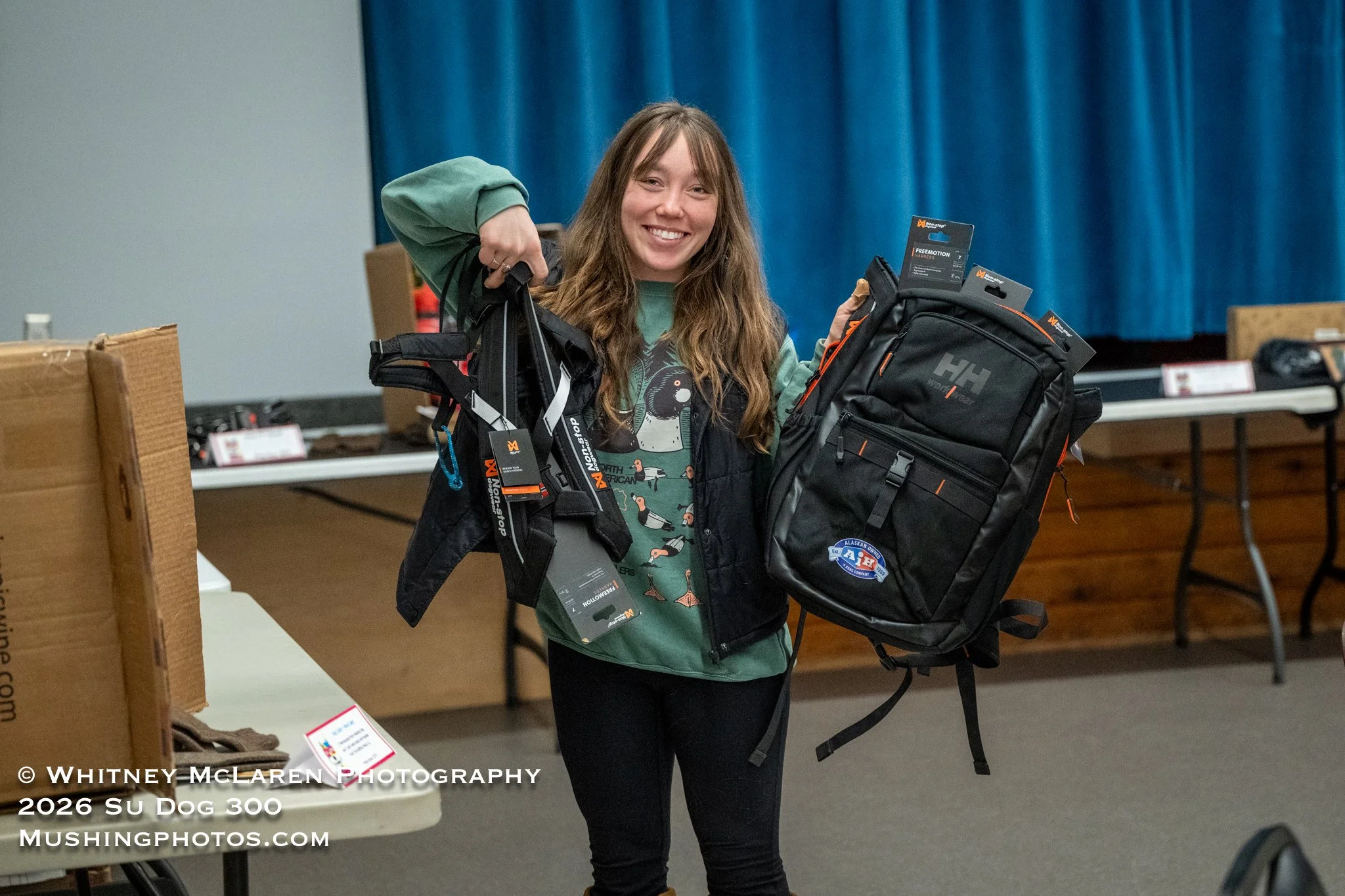 Chloe Beatty takes home the Helly Hansen backpack from AIH and Nonstop freemotion dog harnesses