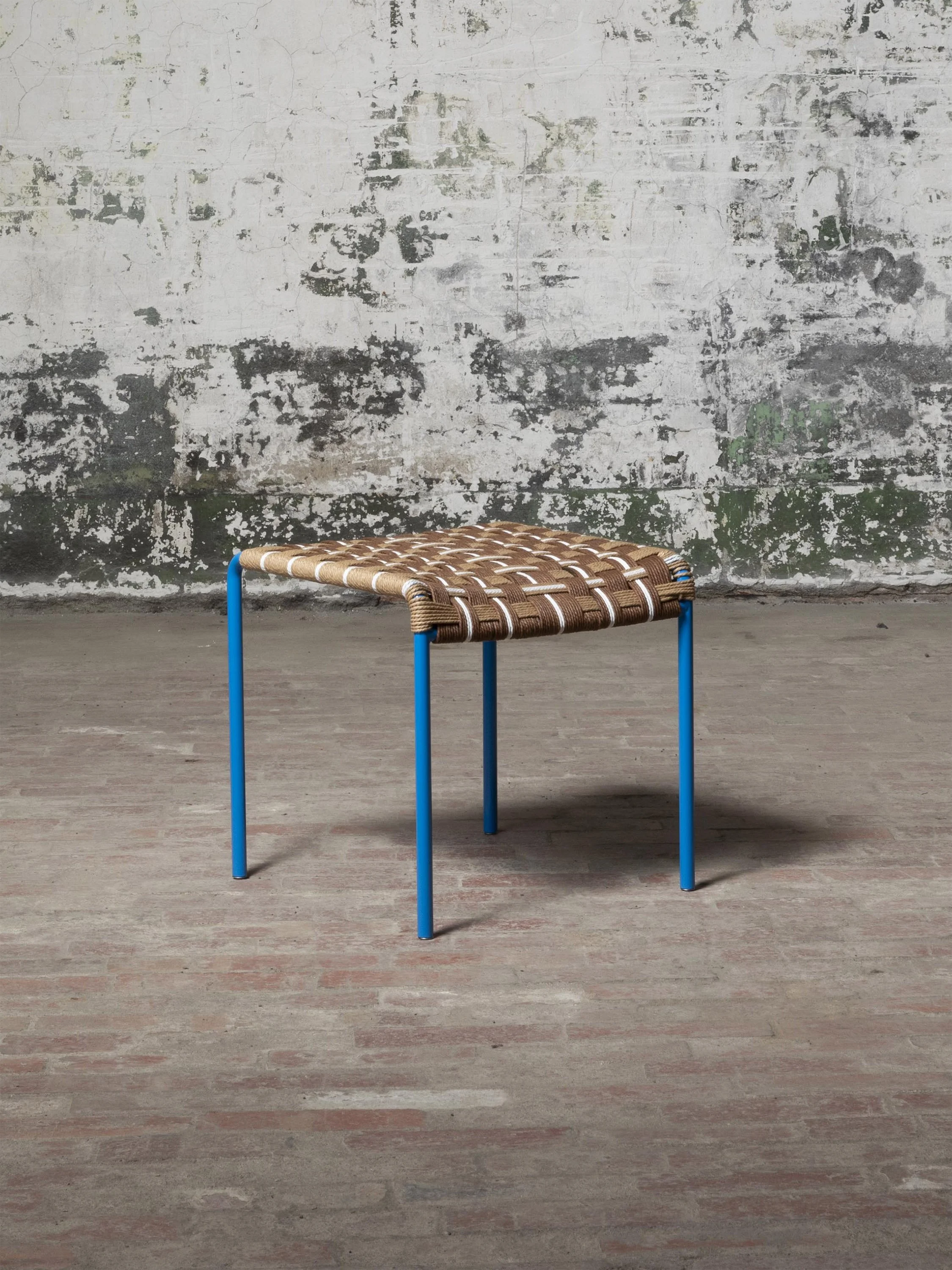 Bound Stool, with Tartan Weave