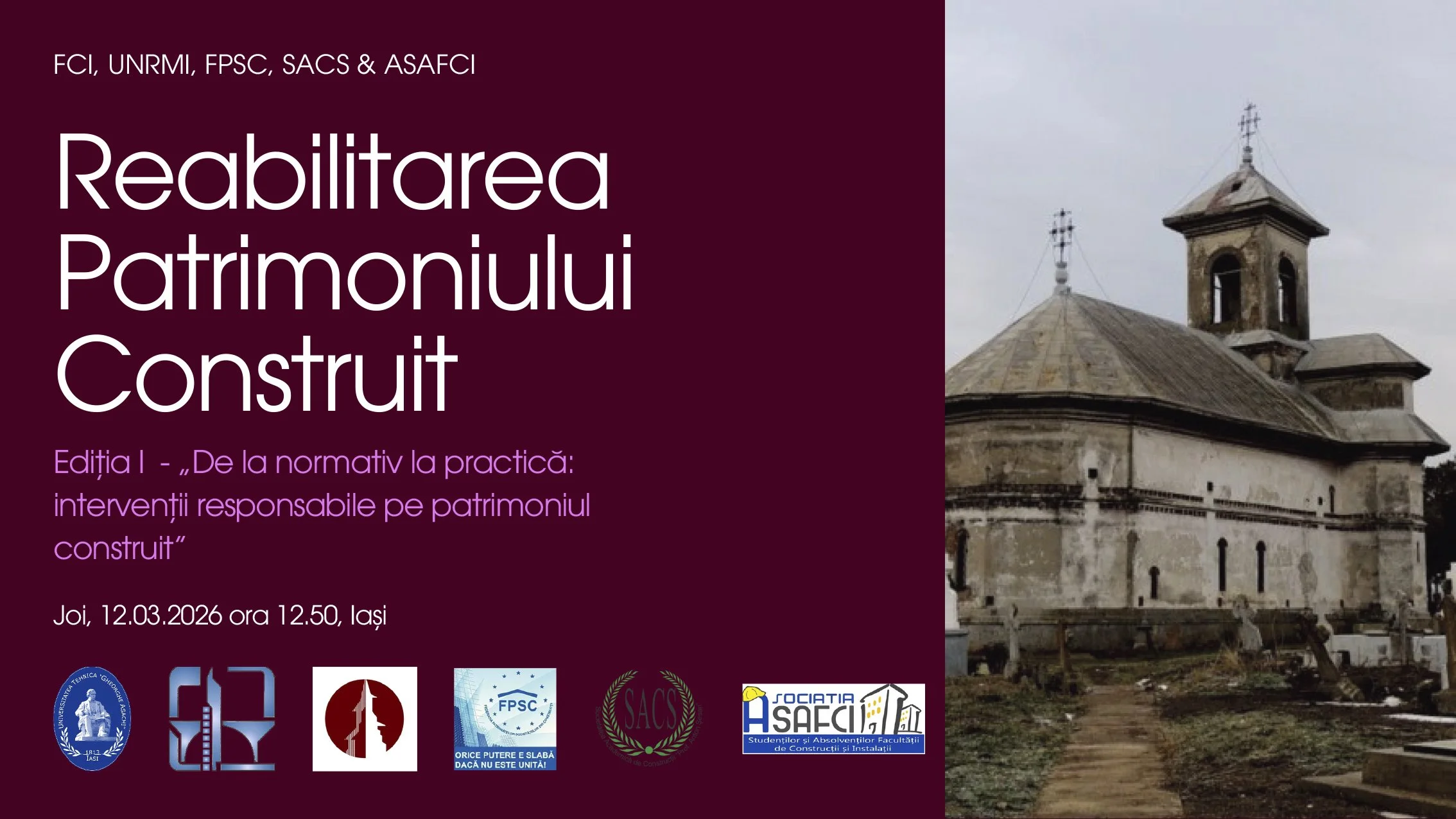 UNRMI: Conferința “Reabilitarea Patrimoniului Construit” - Ediția I / 12 Martie 2026, Iași