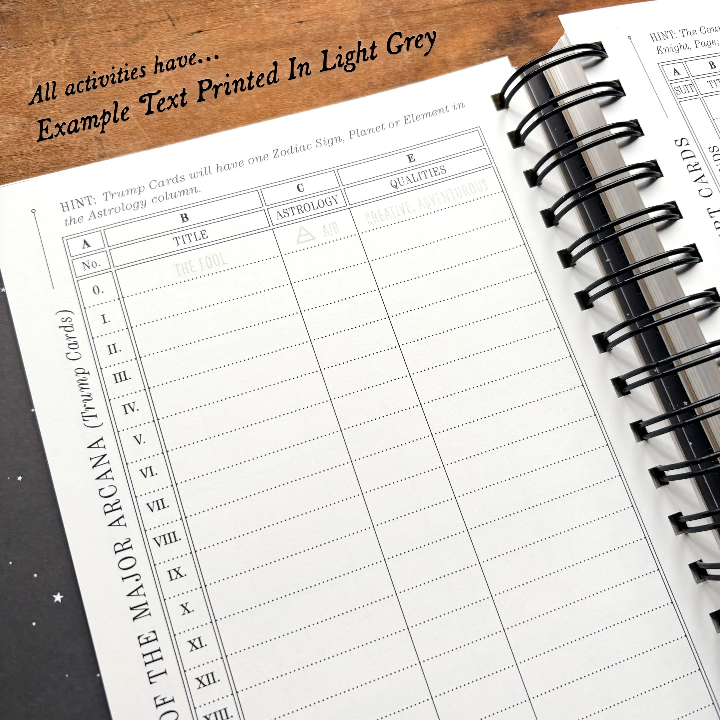 All activities in The Great Work Book have example text printed in light gray to reference as a starting point.