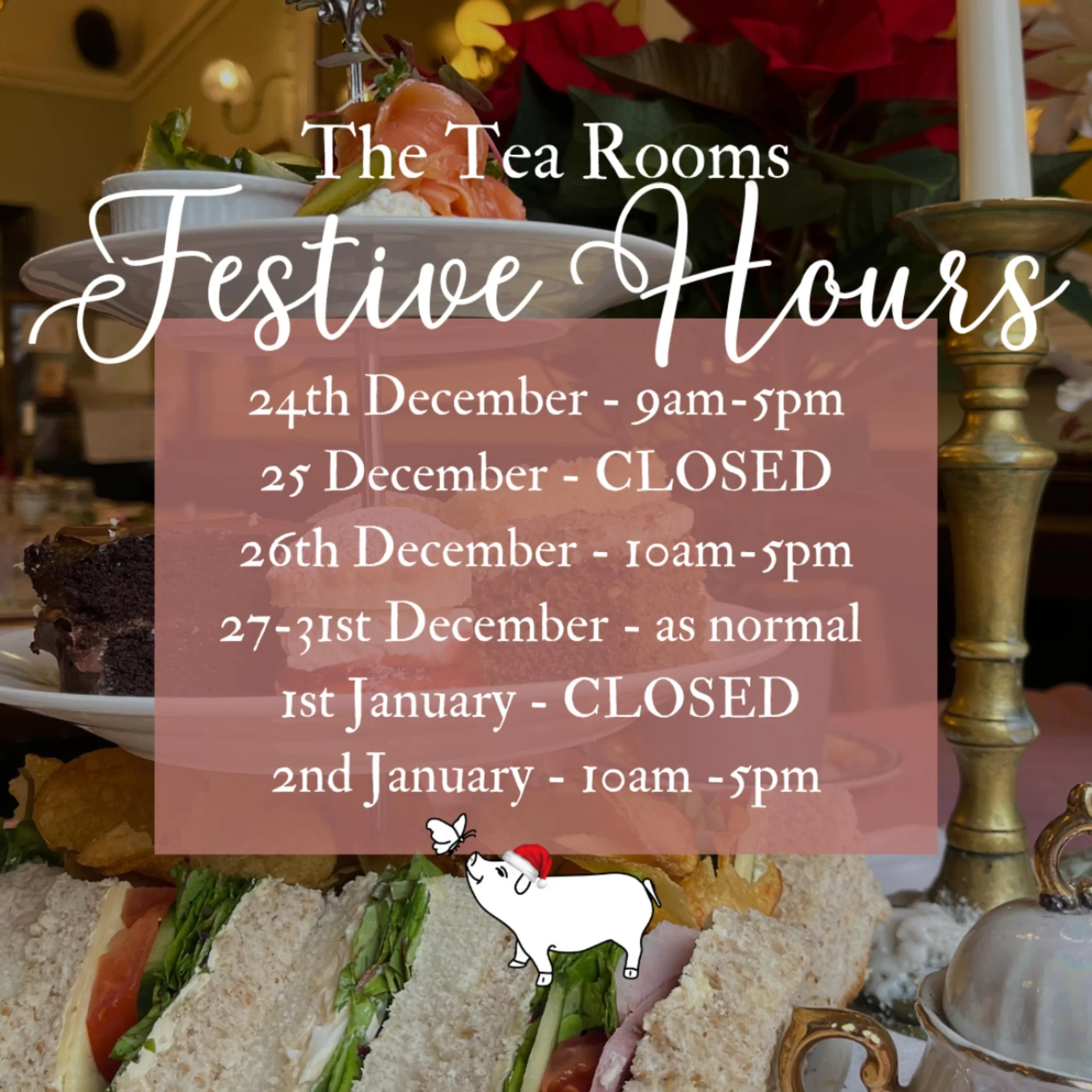 The best festive catch ups are over cake and Prosecco, and tea of course..! 🫖🎄

Don&rsquo;t forget to book your tables - see link in our bio 🦋🥂