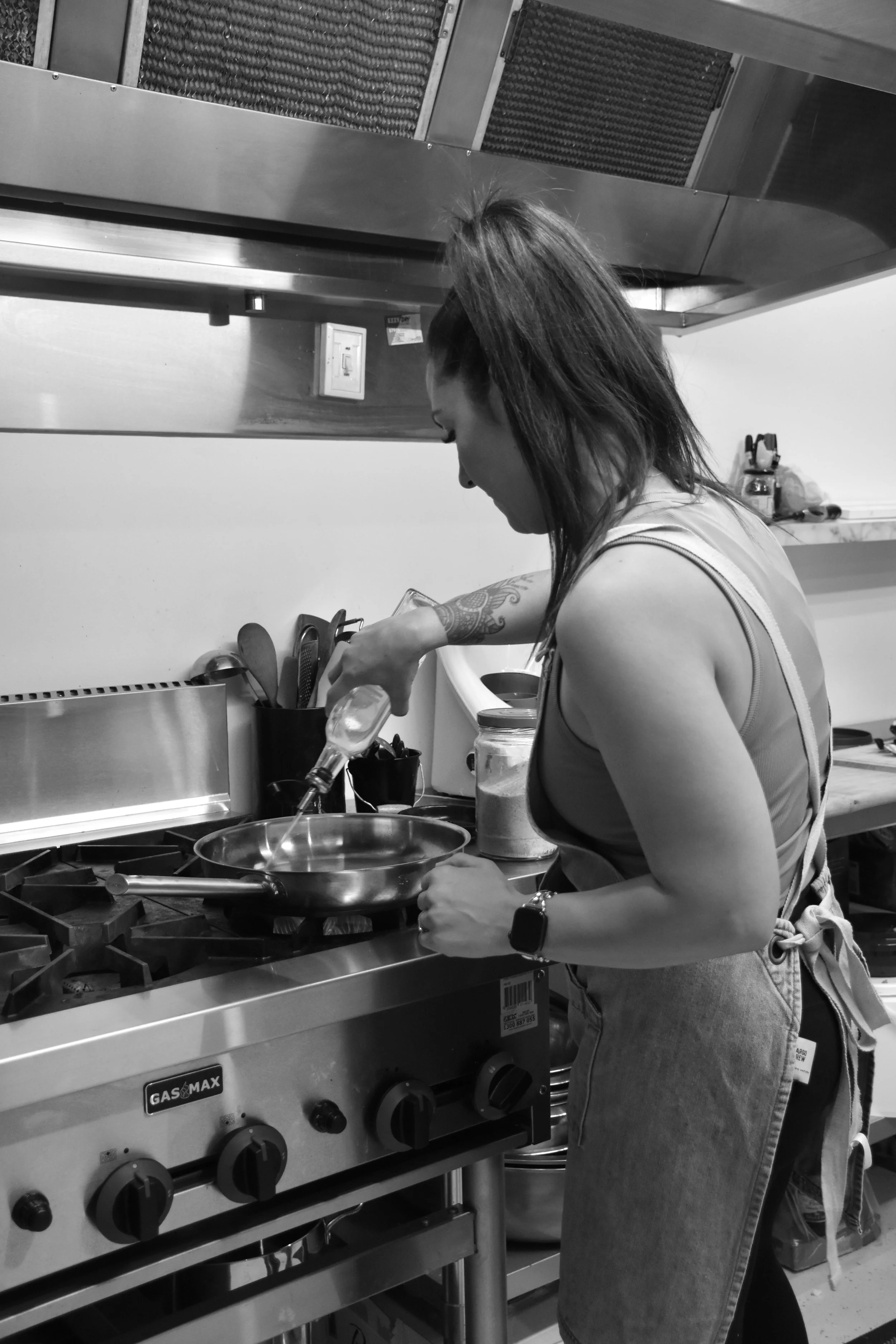 Julie In Kithcen Black and white .JPG