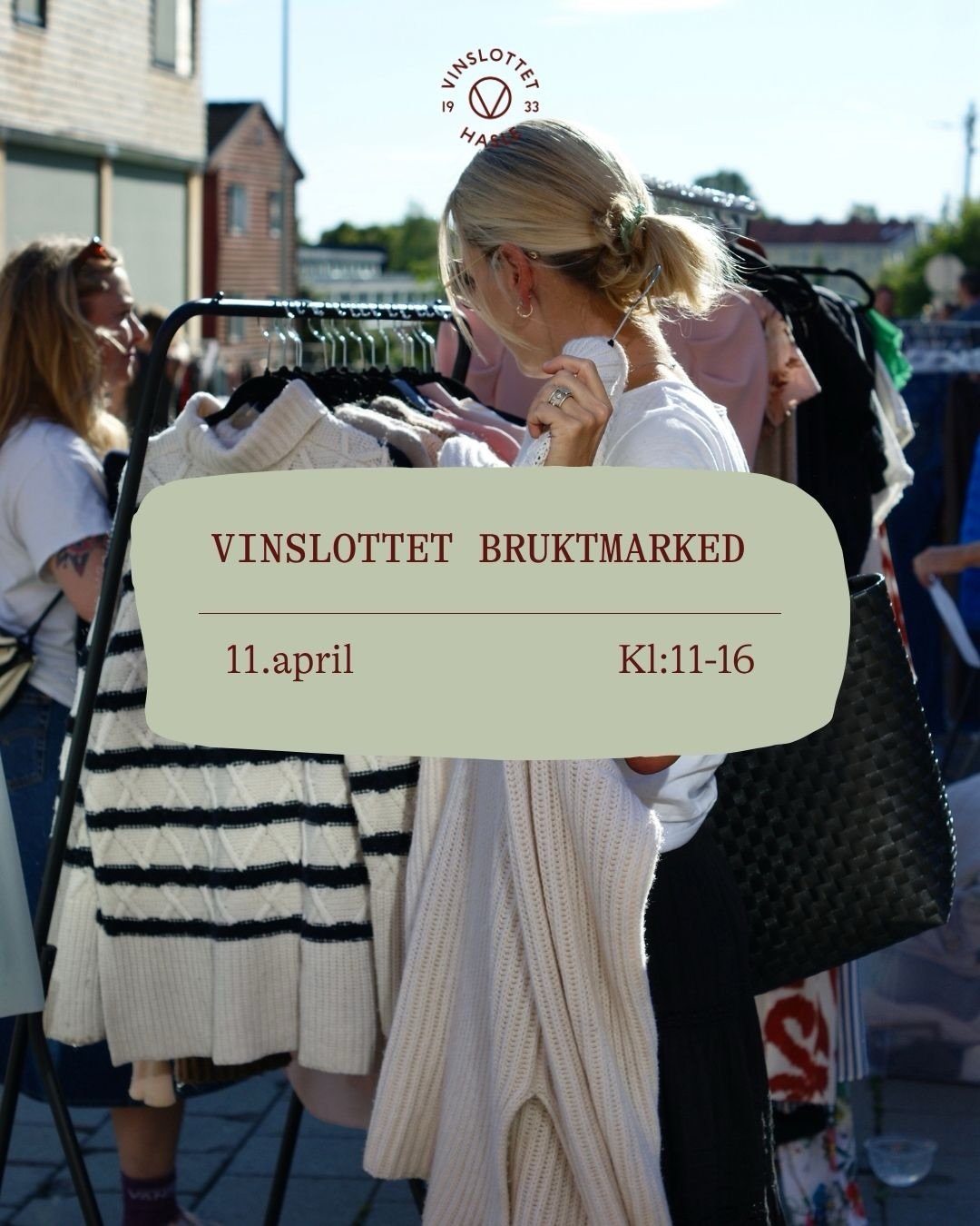 Velkommen til &aring;rets f&oslash;rste Vinslottet Bruktmarked! 🧵 

Naboene dine har ryddet i skap og boder og selger unna leker, kl&aelig;r og sm&aring;m&oslash;bler. Bli med p&aring; en dag preget av fellesskap, gjenbruk og gode samtaler i v&aring