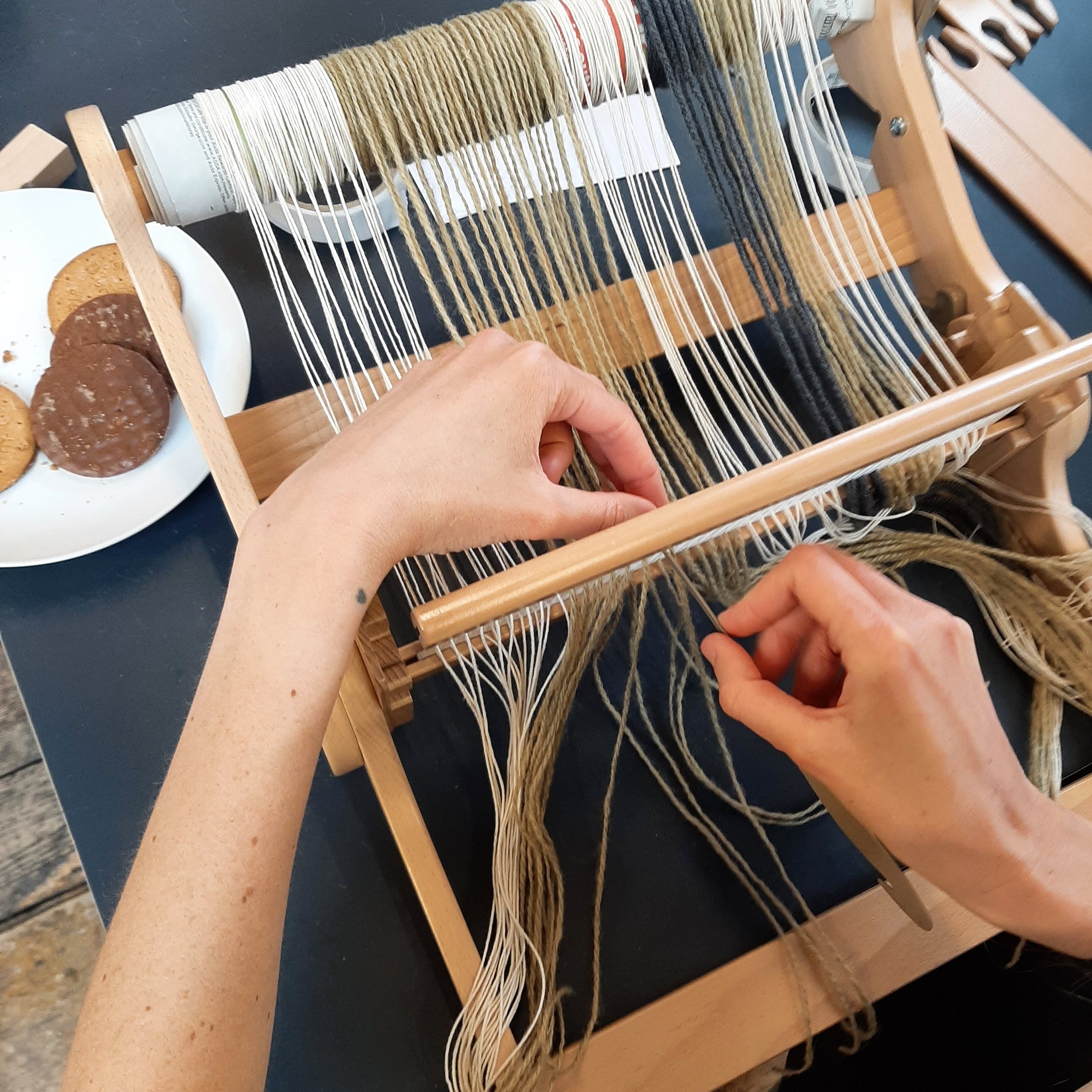 Loom being prepared for weaving during workshop (Copy)