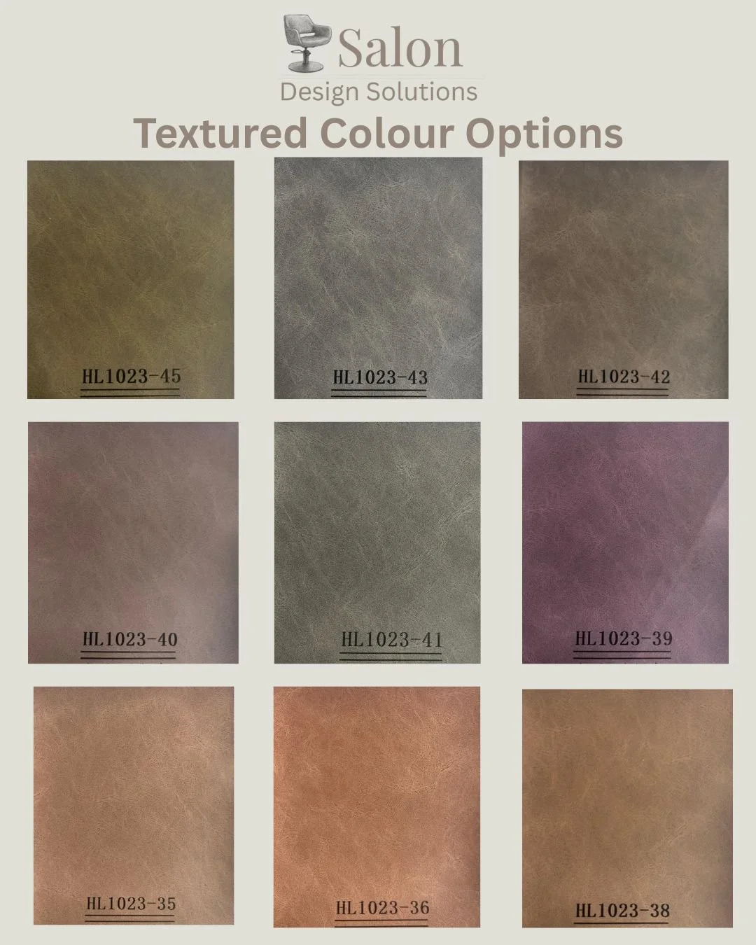 Custom textured color options for Salon Design Solutions.