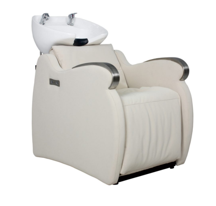 Will Basin in beige with white basin, full electrical recliner.