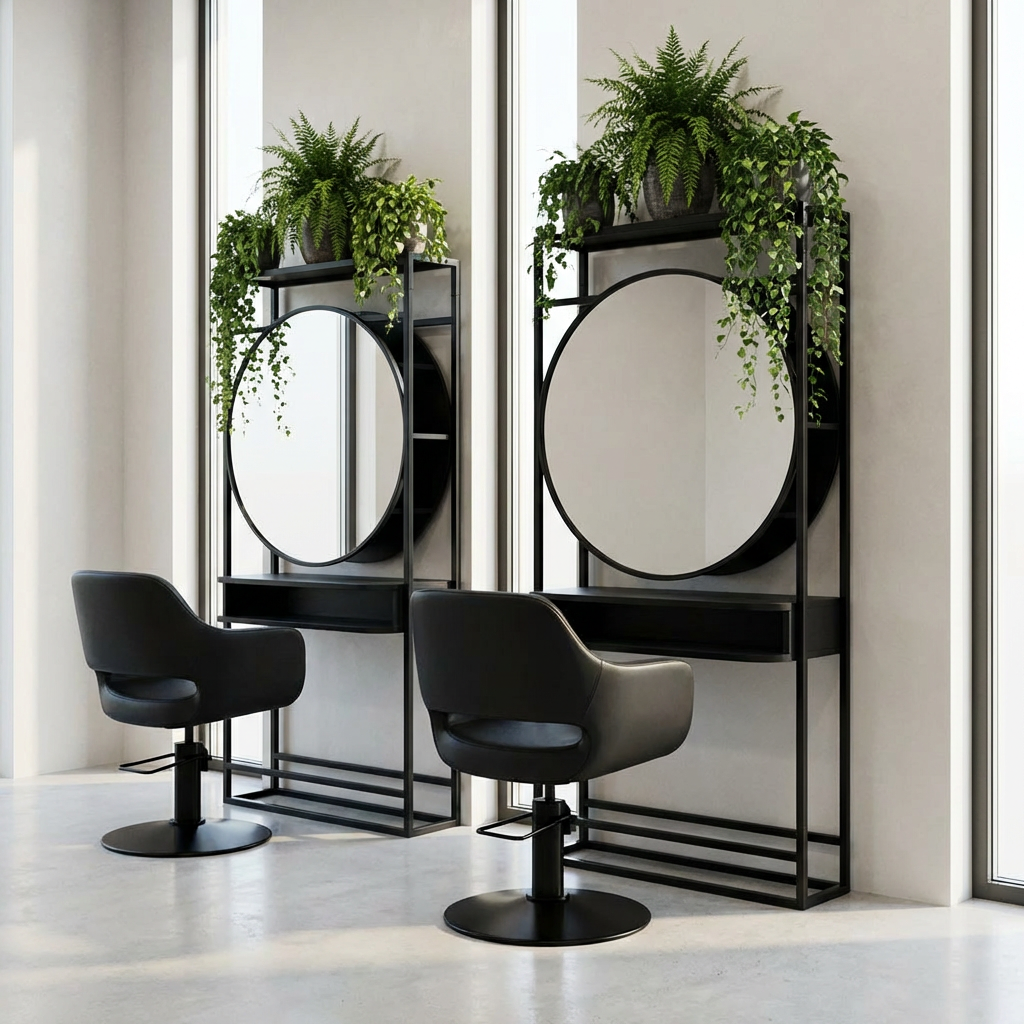 Hairdressing Station with Round mirror