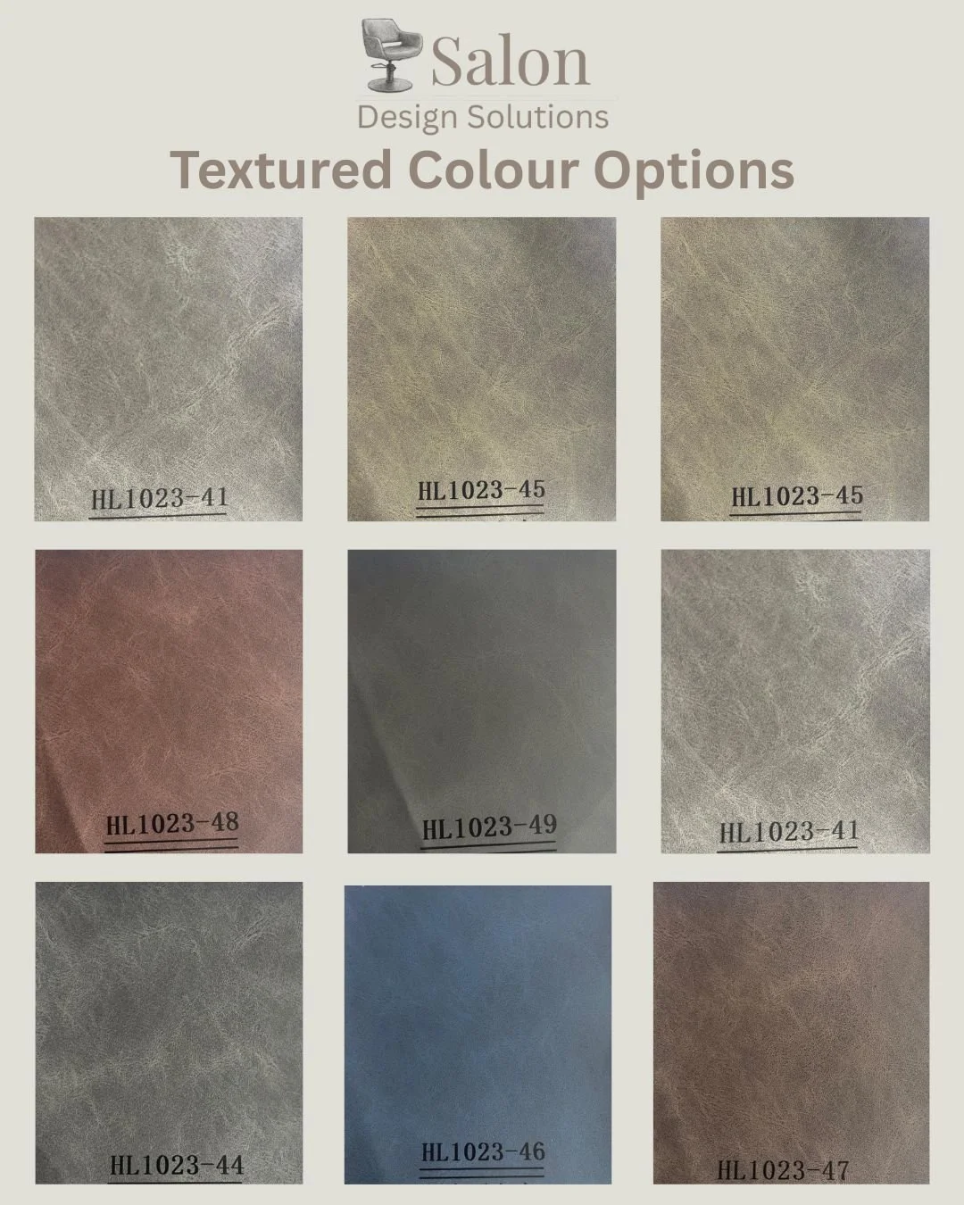 Custom textured color options for Salon Design Solutions.