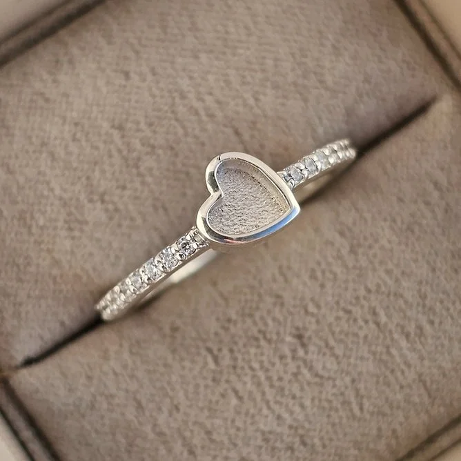 925 Silver Dainty Heart Memorial Ring