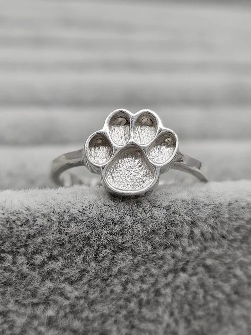 925 Silver Paw Print Memorial Ring