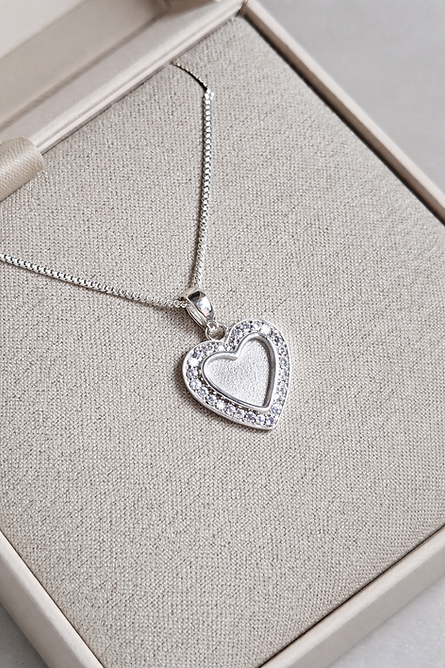 925 Silver Heart CZ Memorial Pendant