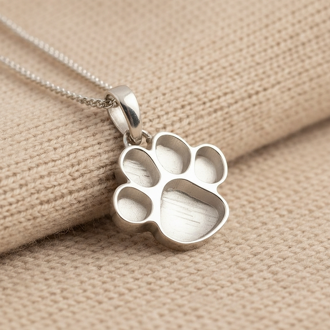 925 Silver Paw Print Memorial Pendant