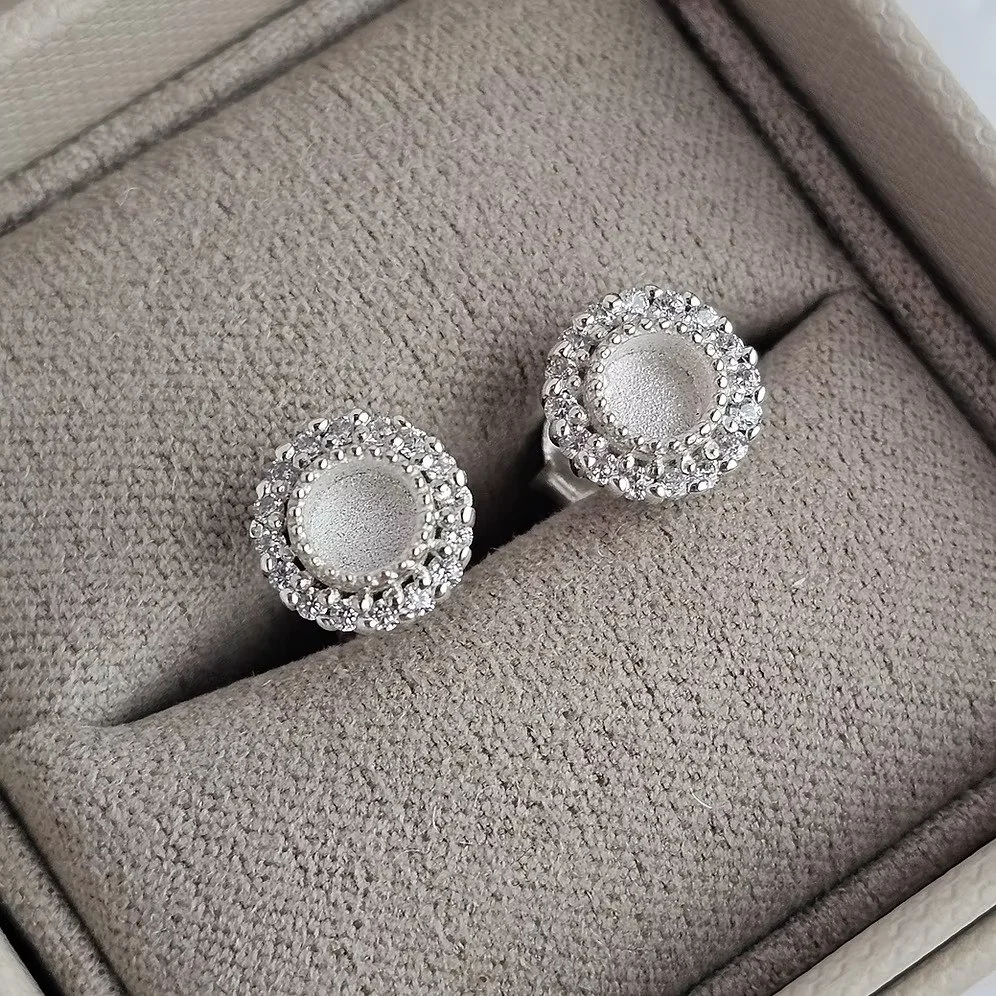 925 Silver Halo CZ Memorial Earrings