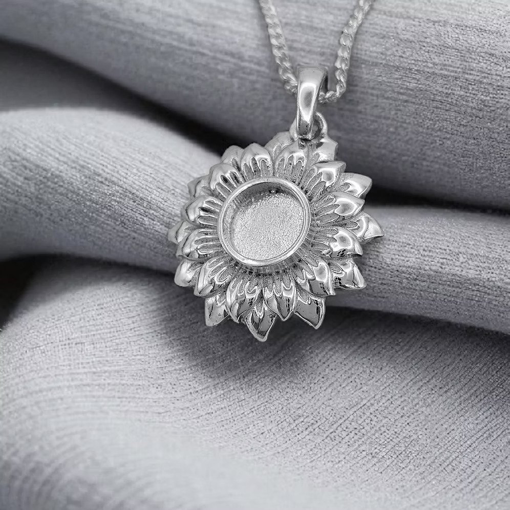 925 Silver Sunflower Memorial Pendant