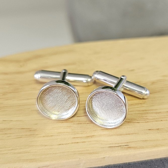 925 Silver Round Memorial Cufflinks