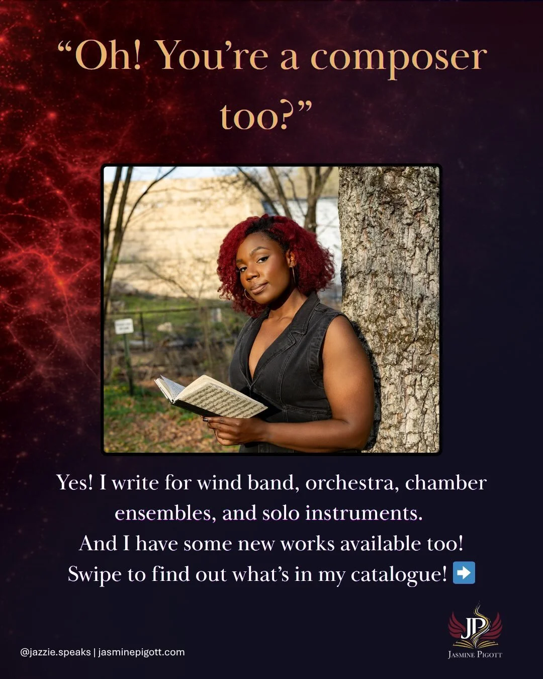 You can perform my works! Here is the catalog of all the pieces available to purchase right now. If you don&rsquo;t see something you&rsquo;re interested in, reach out!

(Ft. My composition Midnight Escape commissioned by the Pallisade Trumpet Collec