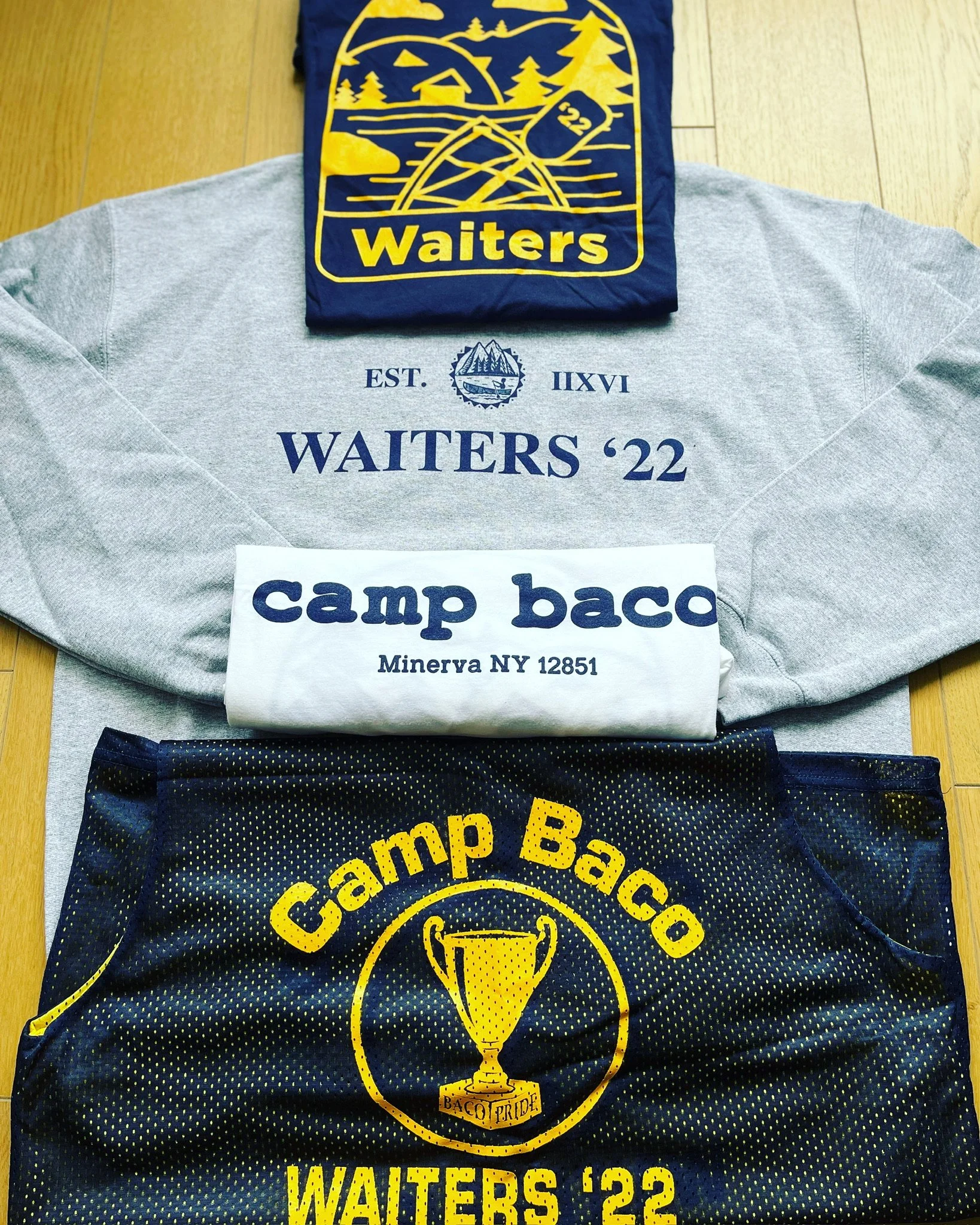 Camp Baco Waiters '22 t-shirts and bags