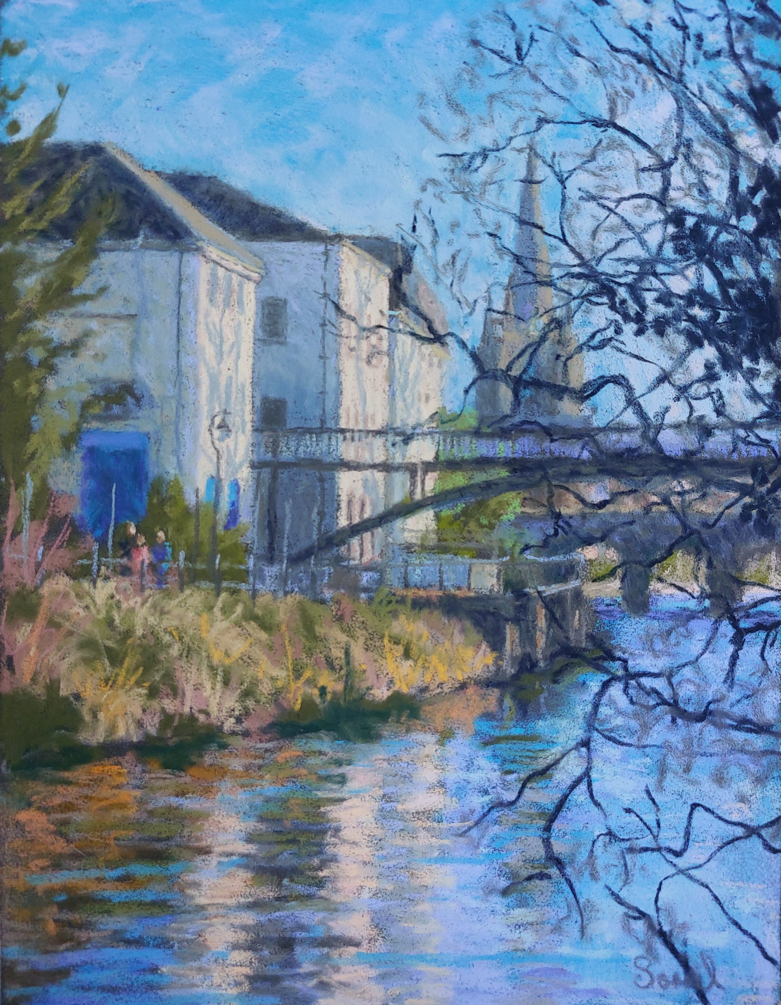 Antrim, Winter Sunlight - Sorrel Wills, soft pastels, 29cm x 23cm artwork, 49cm x 43cm. £265.