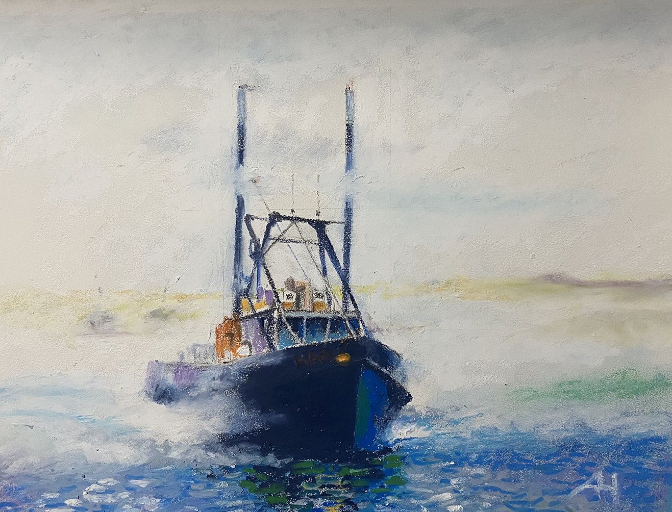 Leaving Montauk, by Anthony Haughey
Oil pastel.
Artwork - 17cm x 22.5cm
Framed - 38cm x 43.5cm
Price - £135