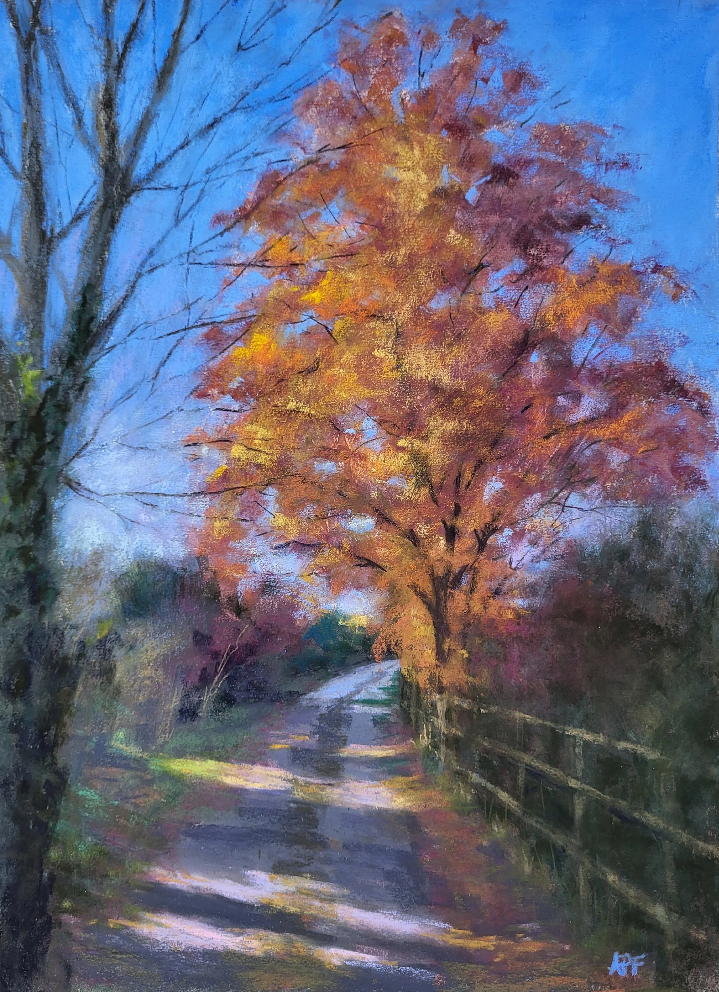 Autumn beauty, by Adrienne Pope Fagan; Soft pastel; Unframed dimensions - 40 x 29; Framed dimensions - 57 x 46 cm; Price £370.00